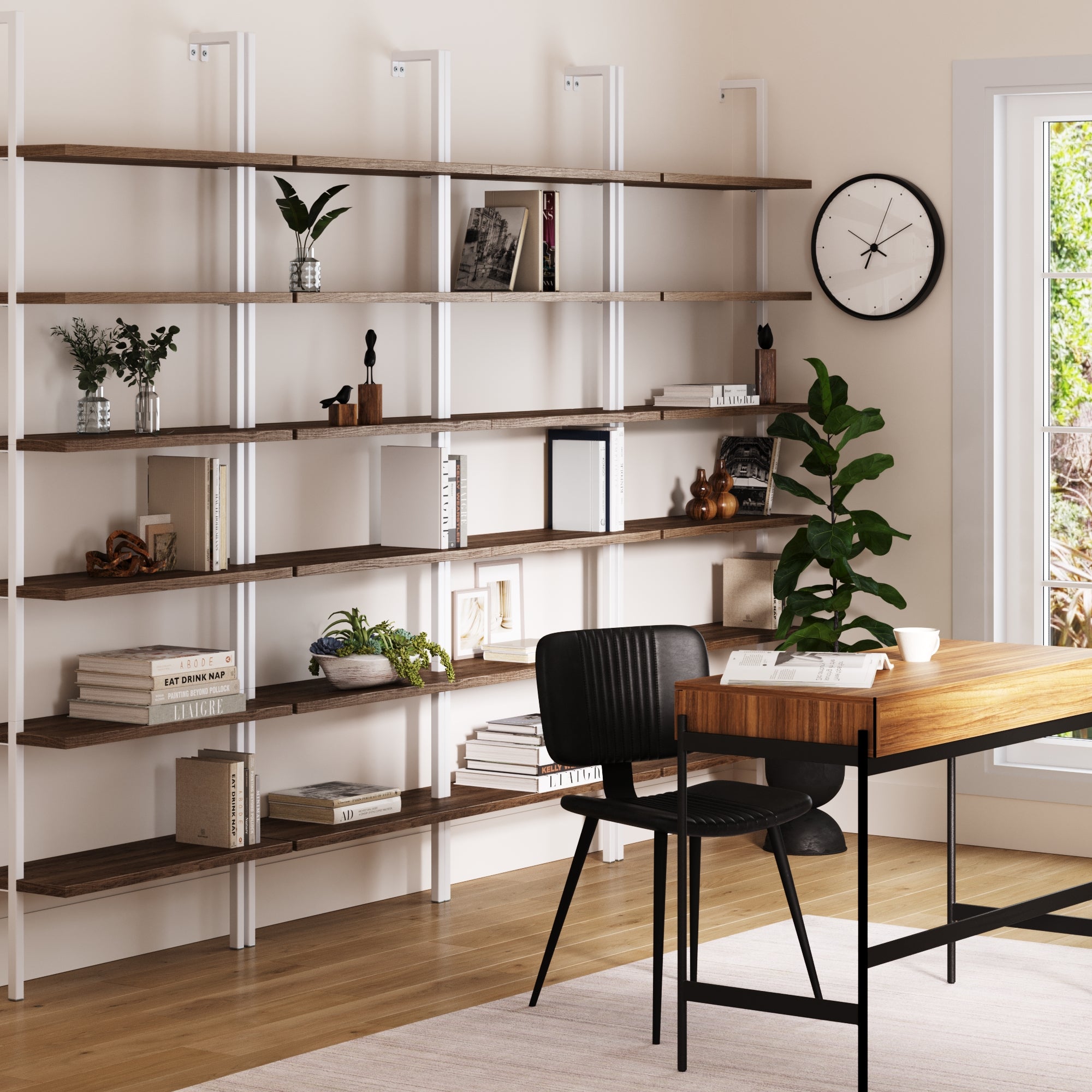 6 - Shelf Bookcase Oak Matte White (Set of 4) - Nathan James