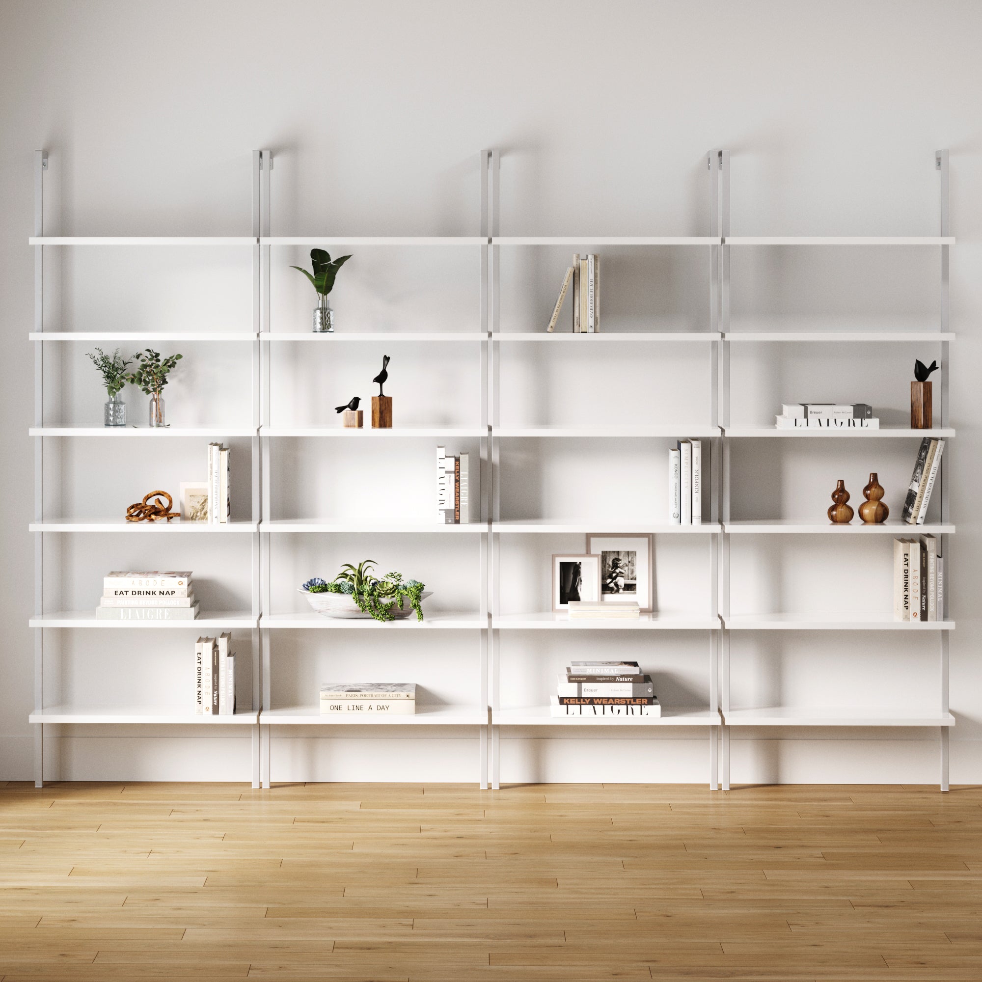 6 - Shelf Ladder Bookshelf White (Set of 4) - Nathan James