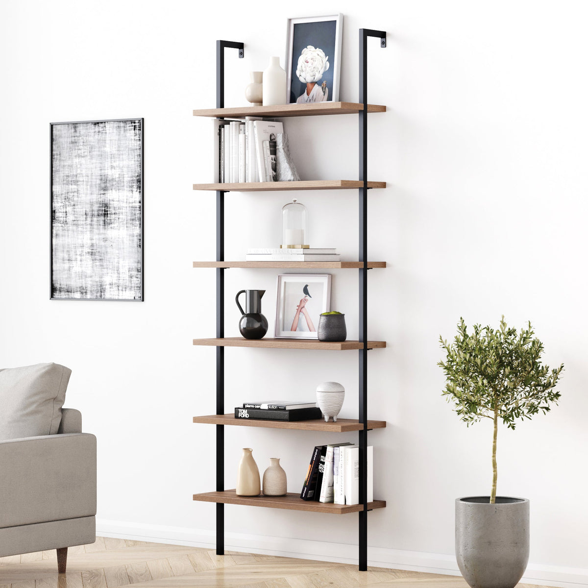 Theo 6-Shelf Ladder Bookshelf  