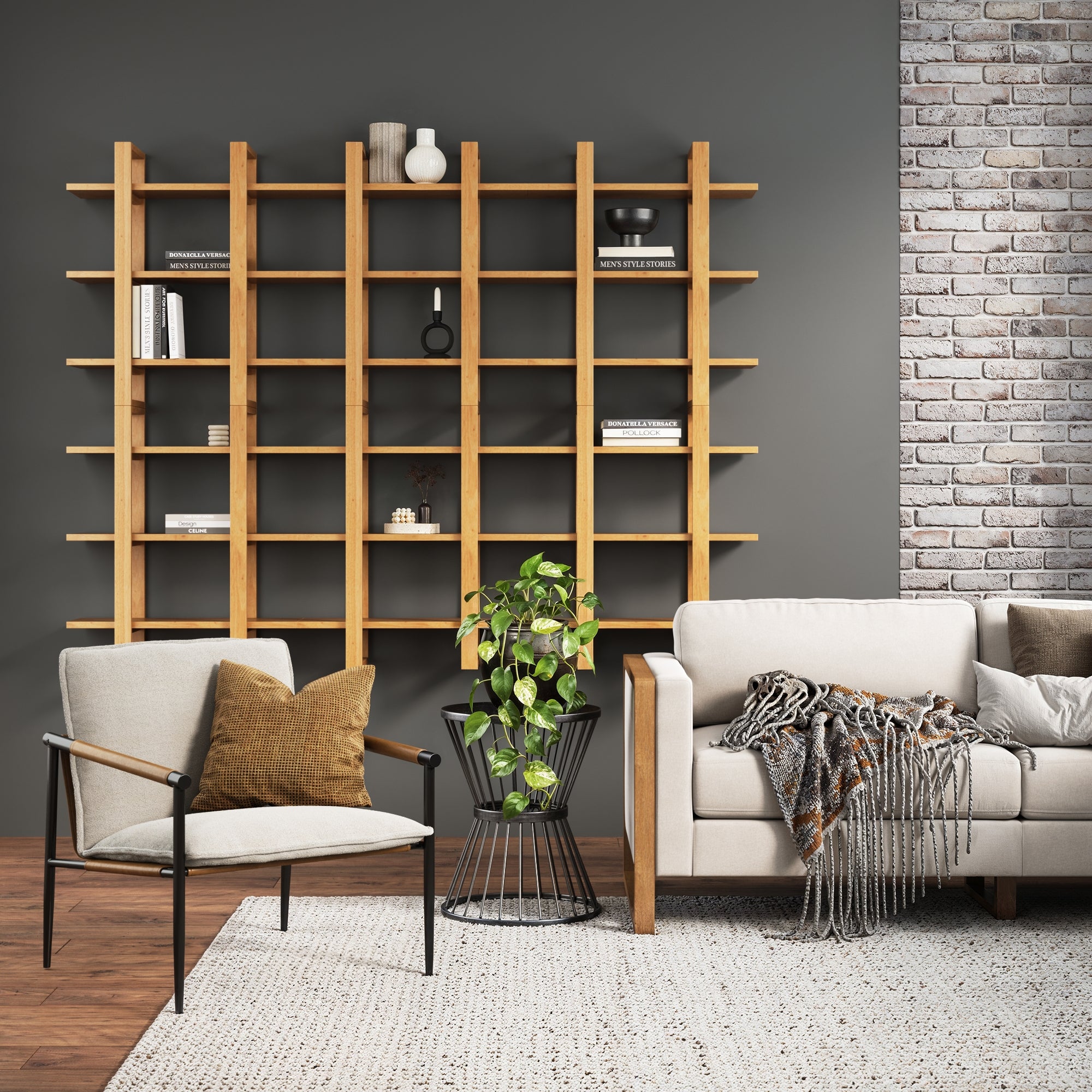Solid Wood Wall Shelves Warm Pine (Set of 6) - Nathan James