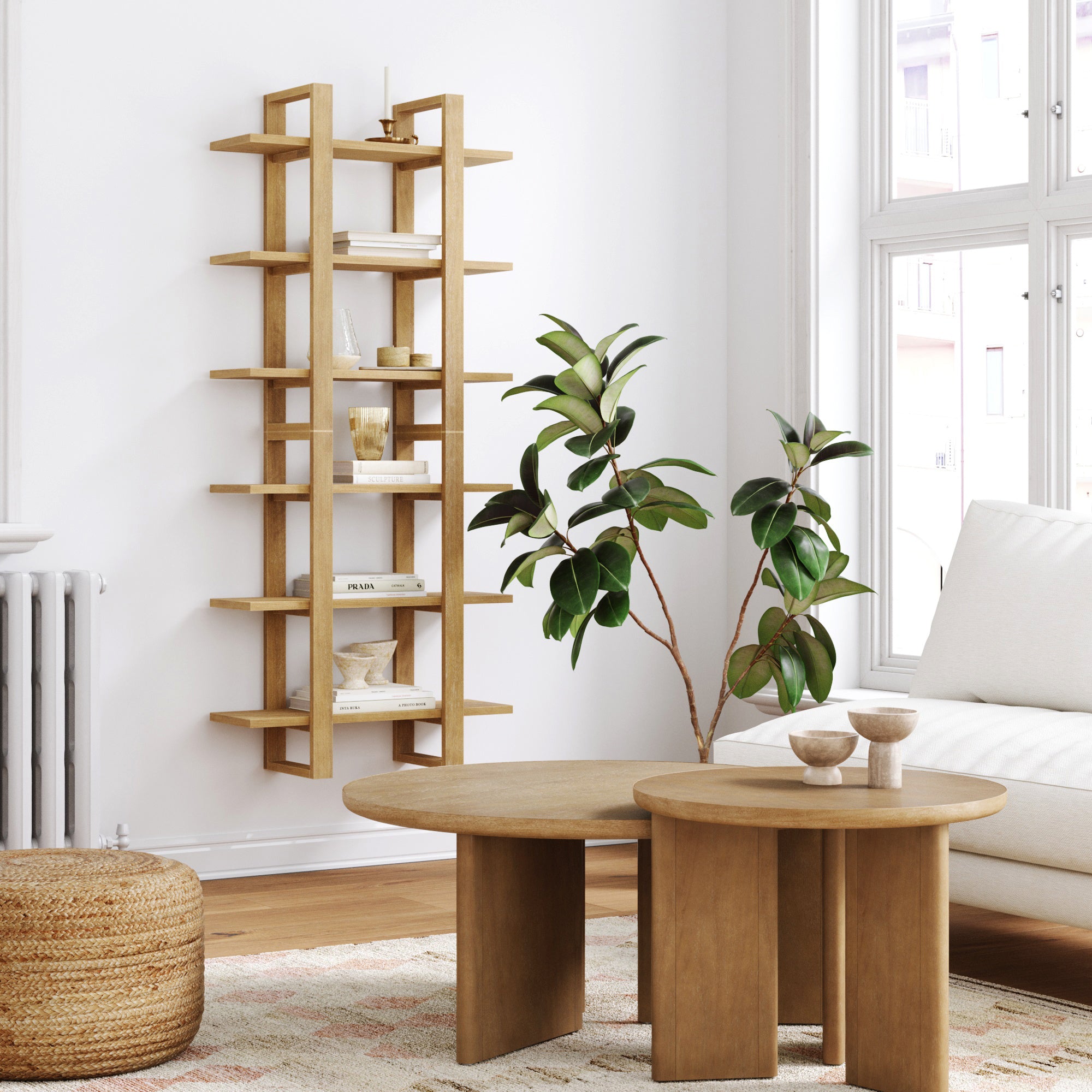Solid Wood Modular Floating Wall Shelf Light Brown (Set of 2) - Nathan James