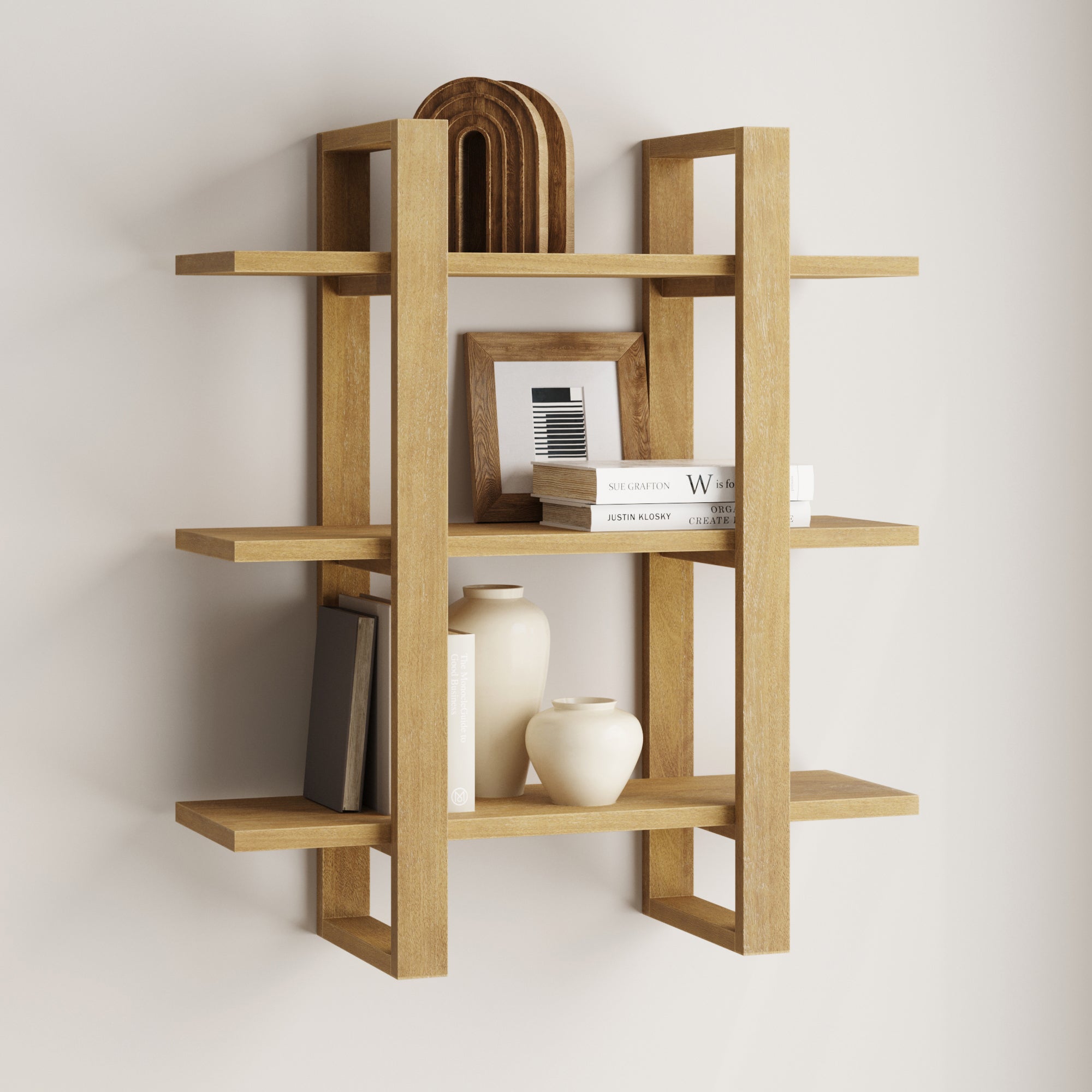 Solid Wood Modular Floating Wall Shelf Light Brown - Nathan James