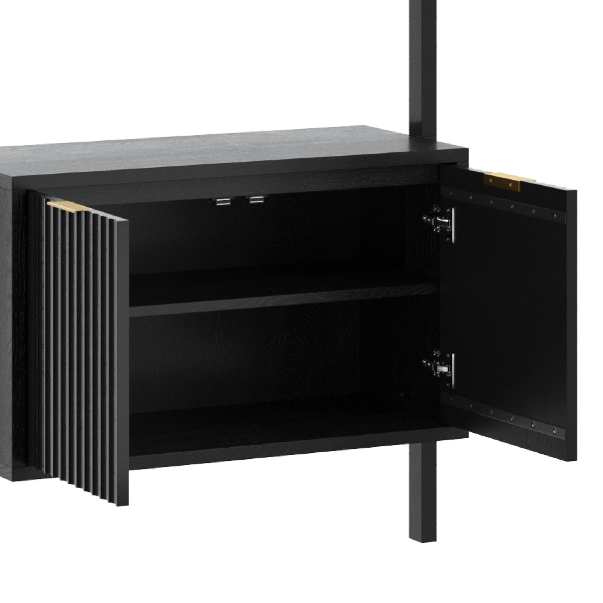Mid-Century Fluted Wall Bookshelves with Doors Black (Set of 3) - Nathan James