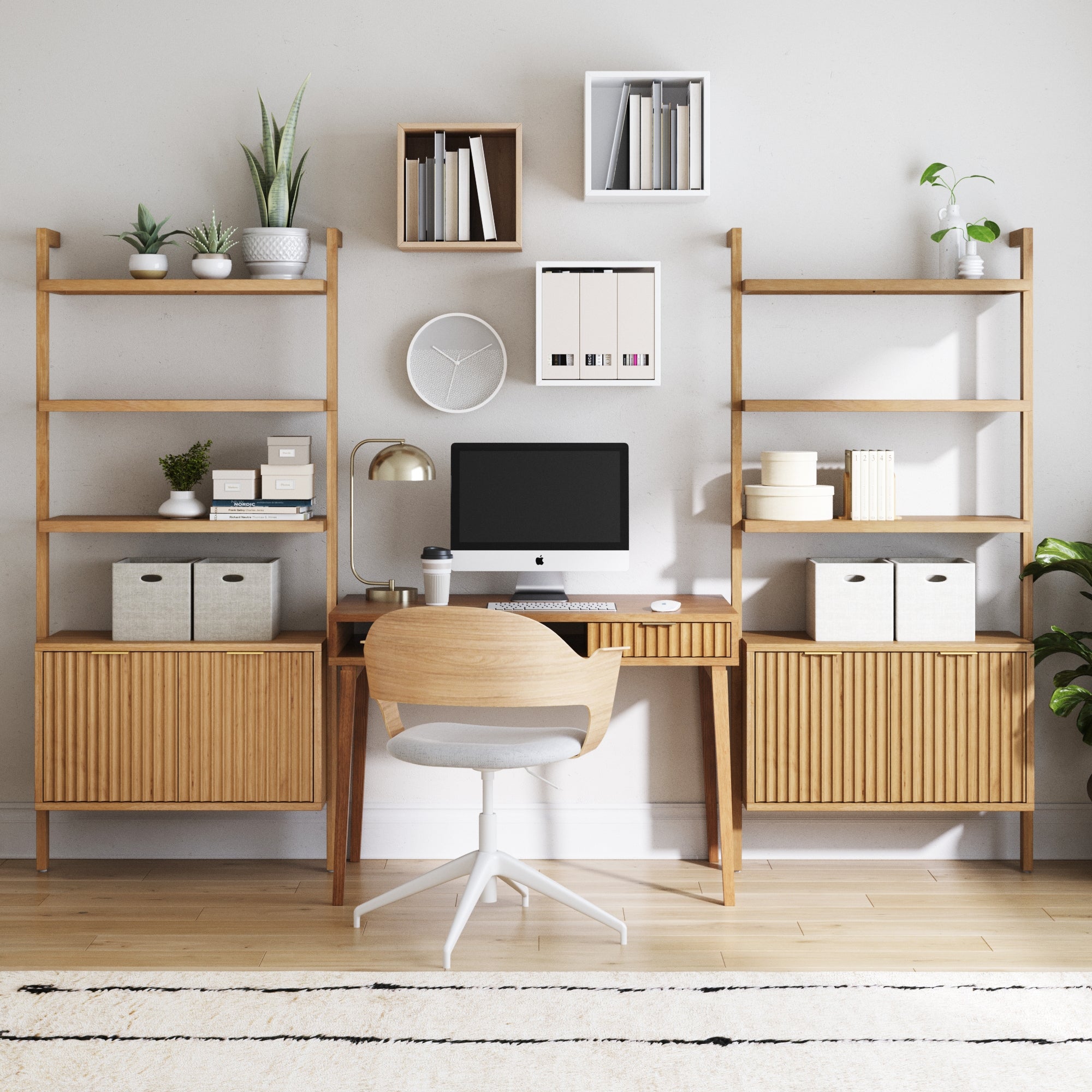 Mid - Century Fluted Wall Desk - Nathan James