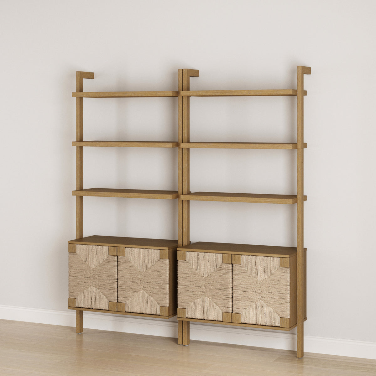 Seagrass Wall Bookshelves with Doors Light Brown (Set of 2) - Nathan James