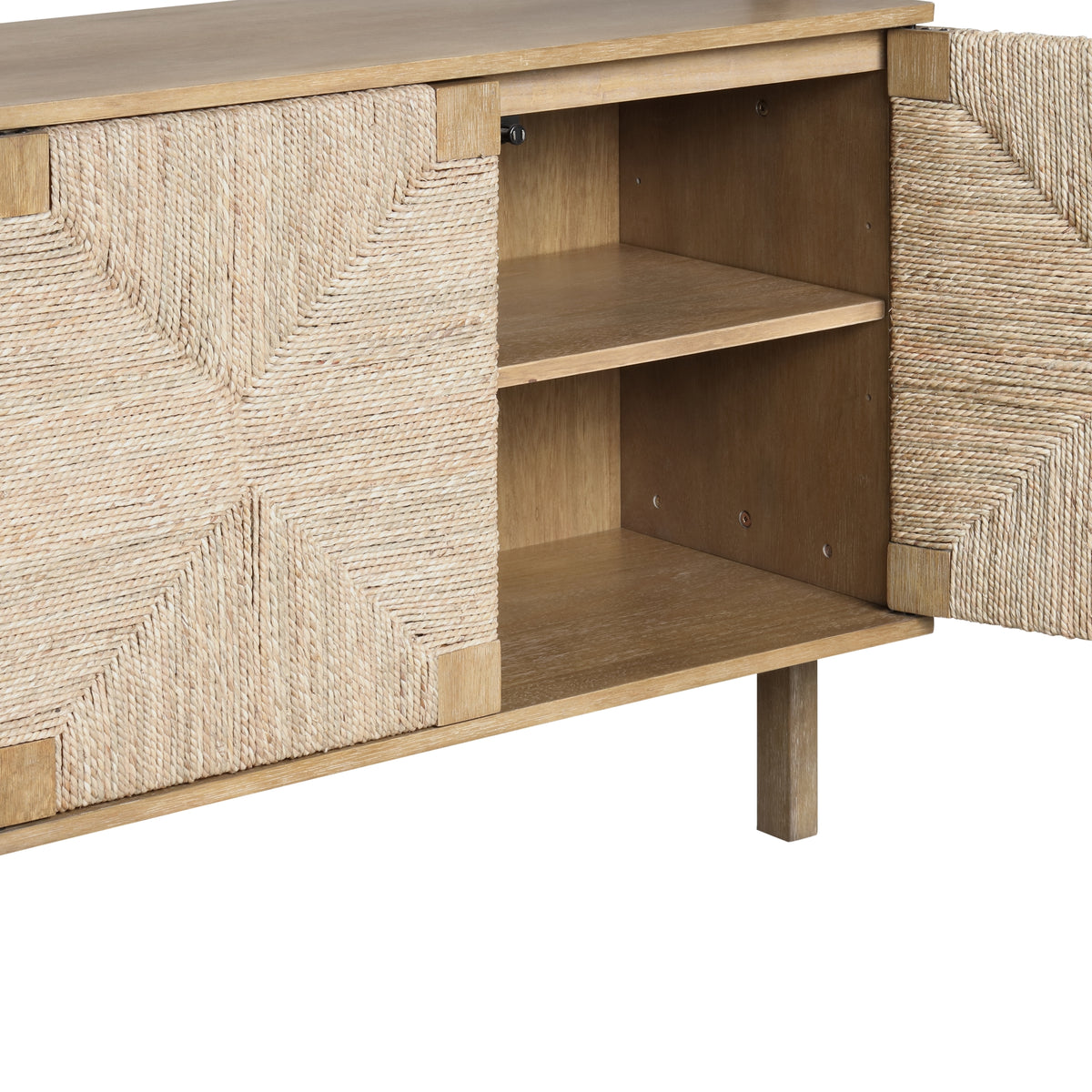 Seagrass Wall Bookshelf with Doors Light Brown - Nathan James