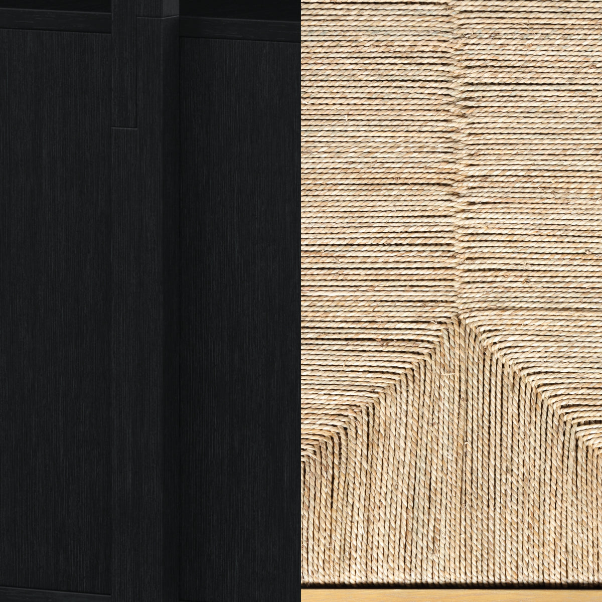 Seagrass Wall Bookshelf with Doors Black - Nathan James