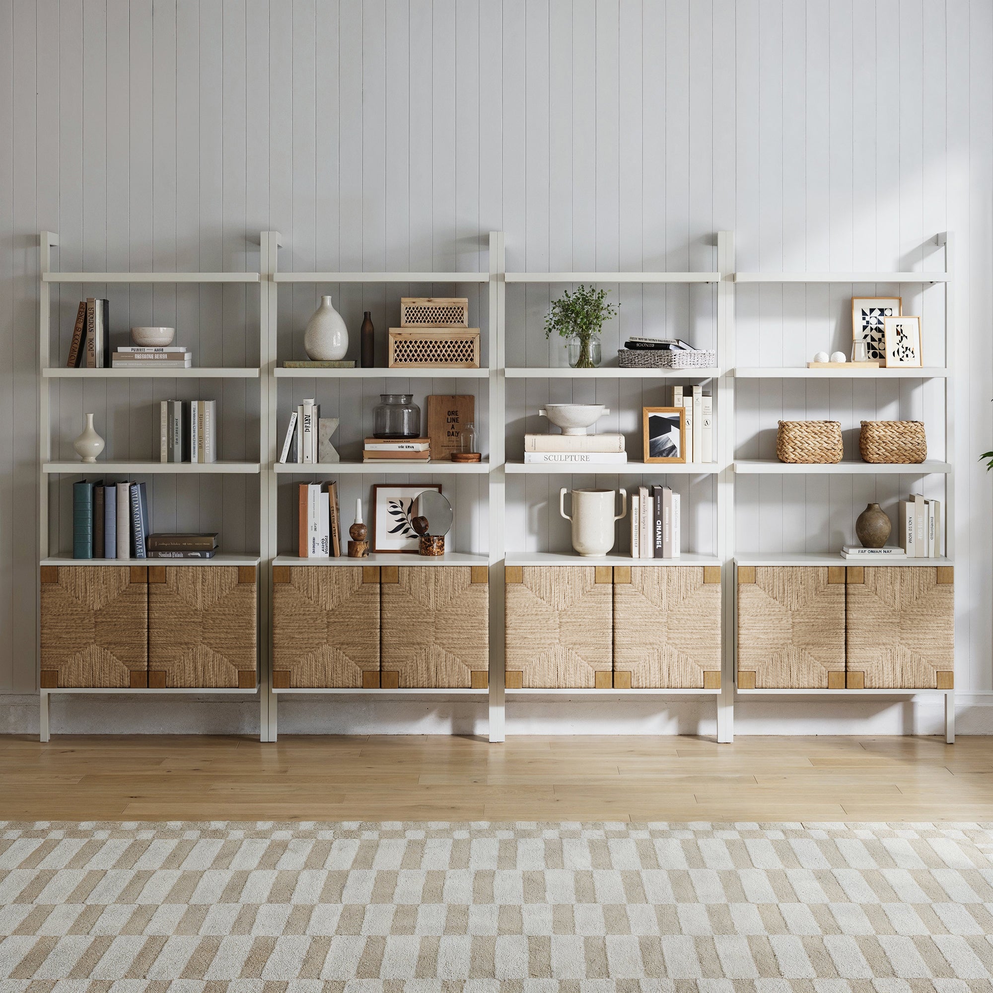 Seagrass Wall Bookshelves with Doors White (Set of 4) - Nathan James