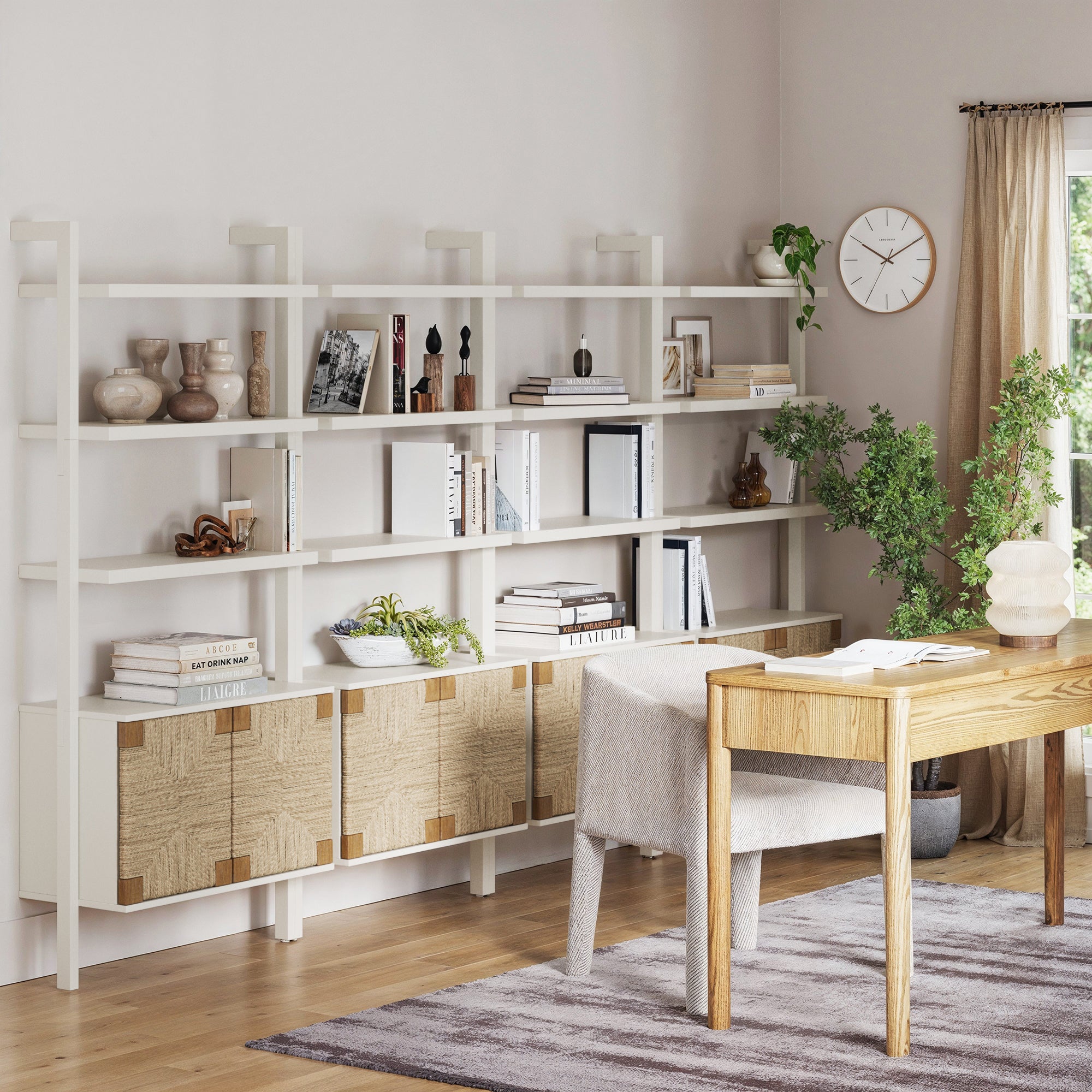 Seagrass Wall Bookshelves with Doors White (Set of 4) - Nathan James