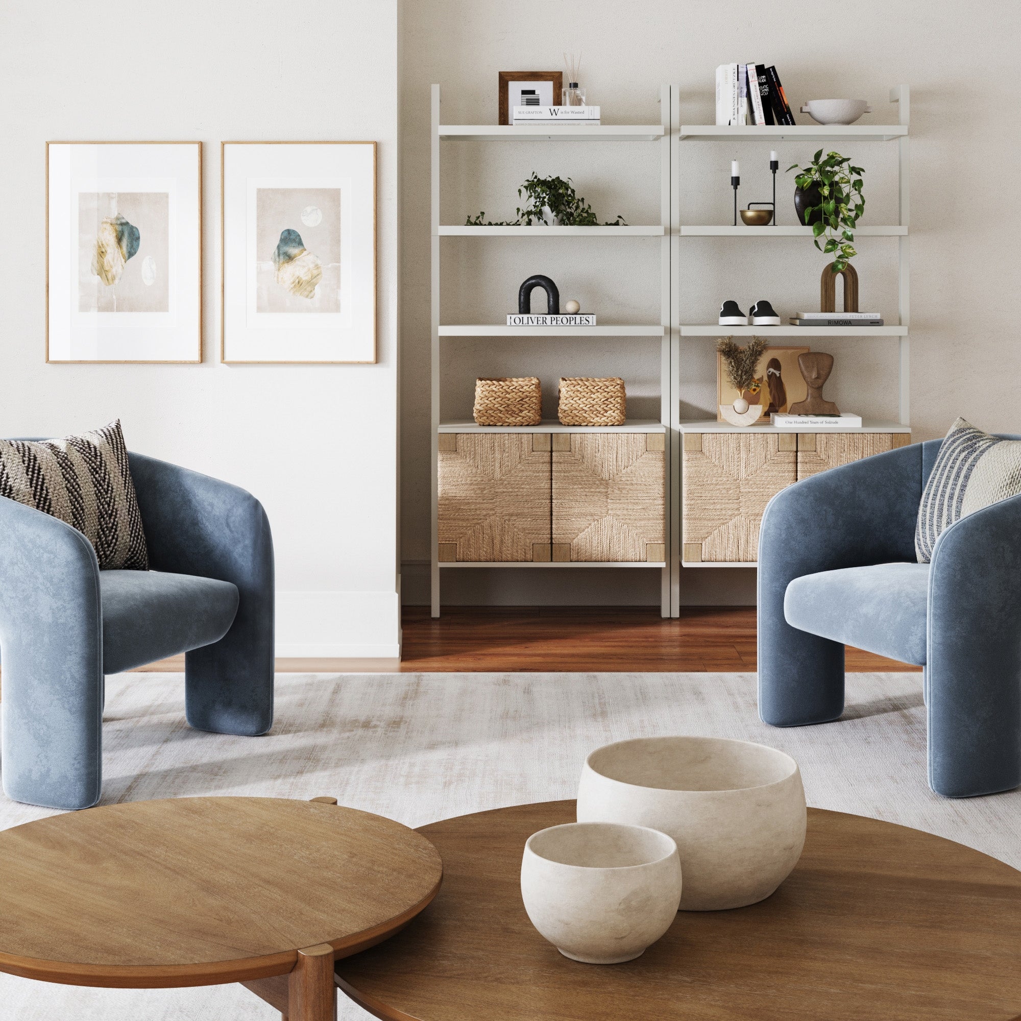 Seagrass Wall Bookshelf with Doors White - Nathan James