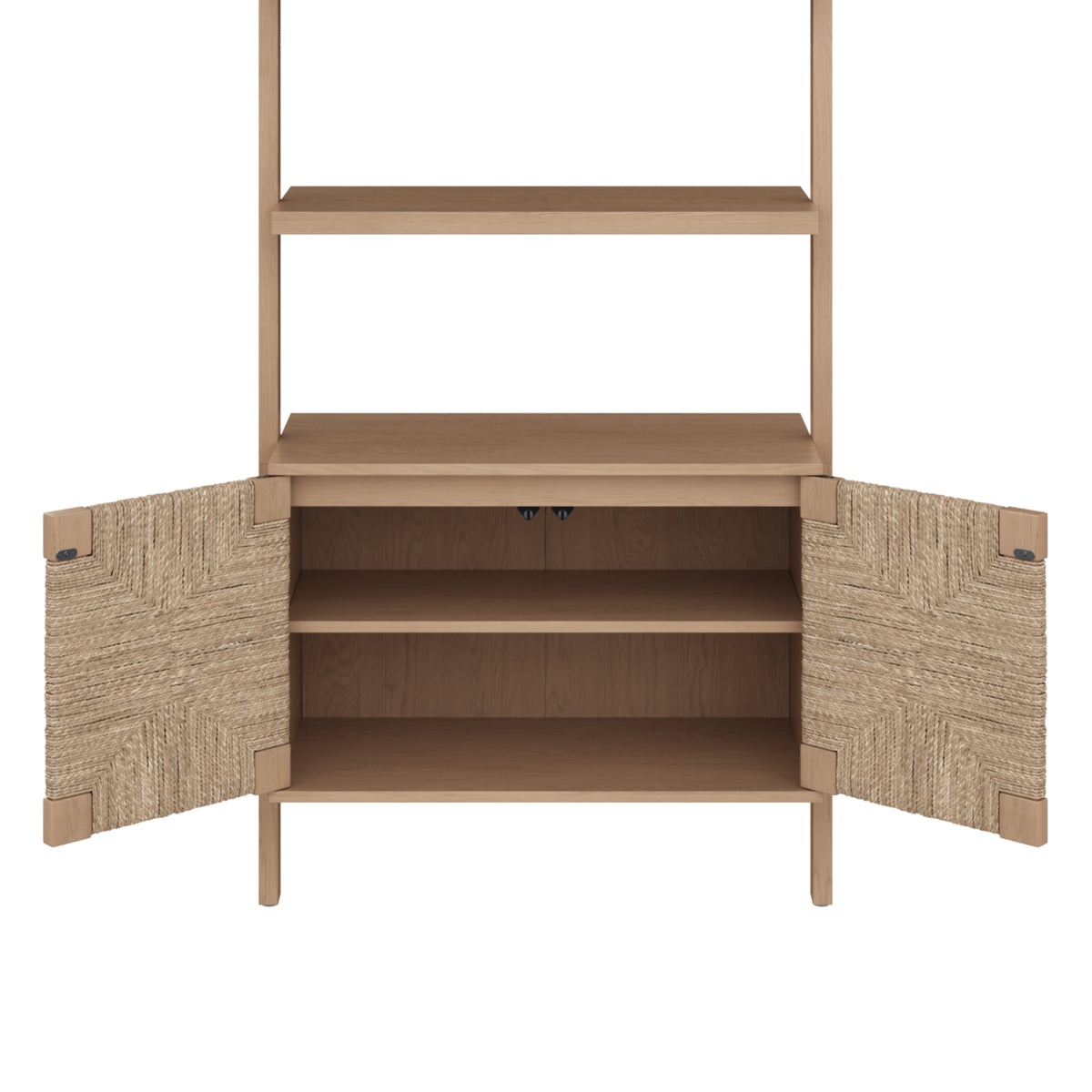 Seagrass Wall Bookshelf with Doors Raw Oak - Nathan James