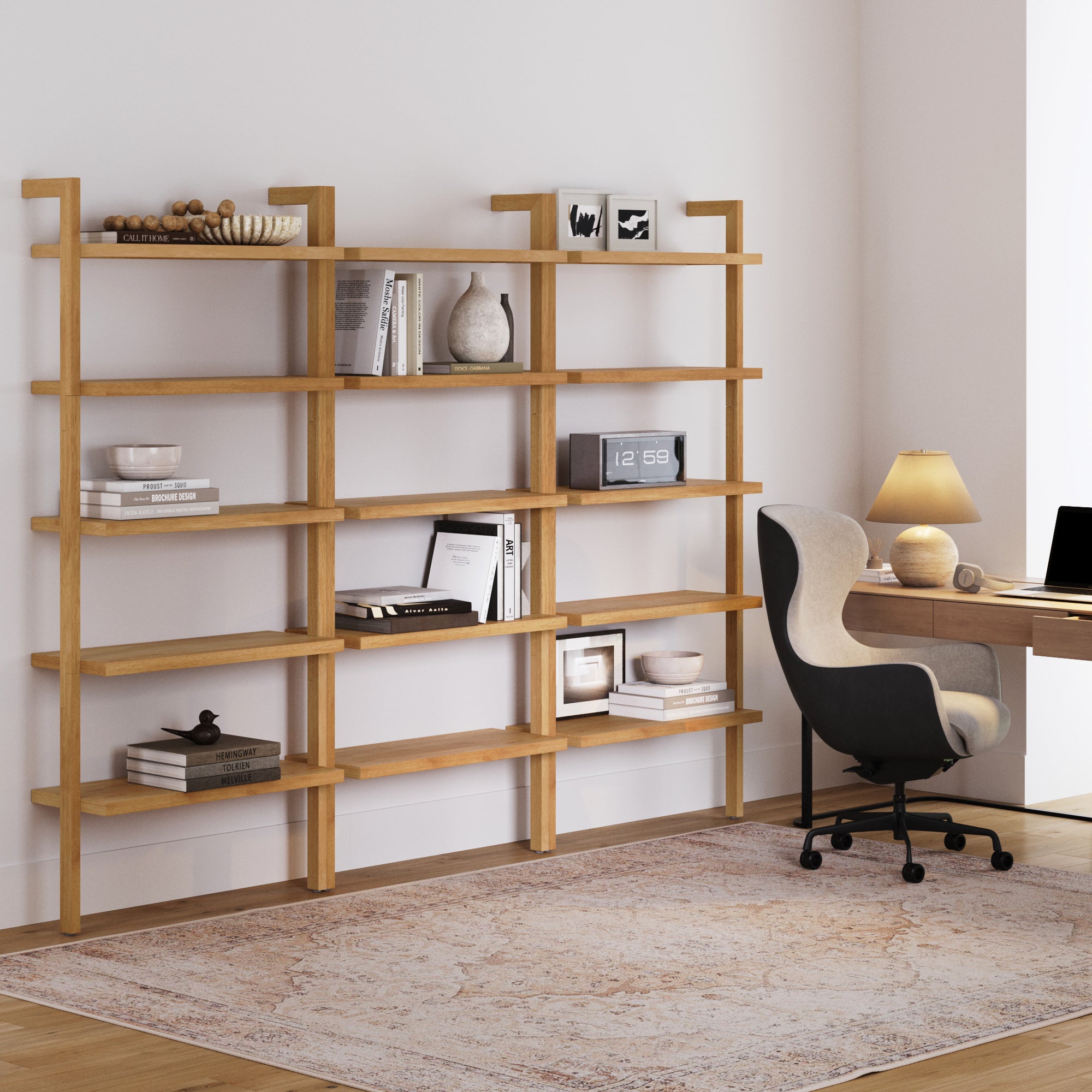 Wood 5 - Shelf Ladder Wall Bookshelf Warm Pine (Set of 3) - Nathan James
