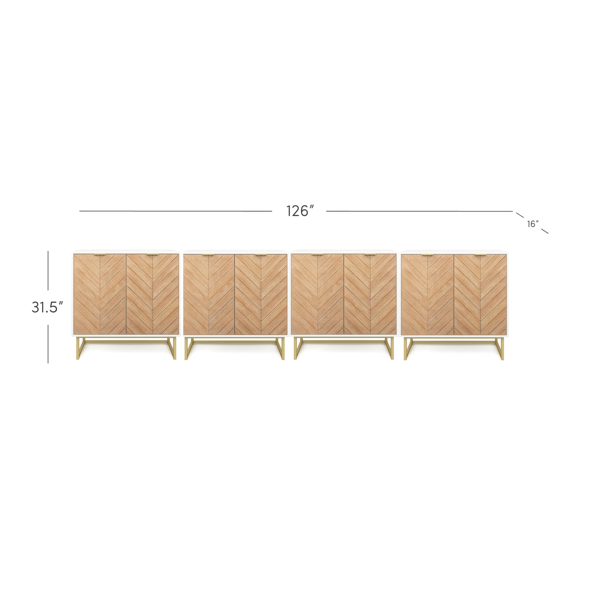 Wood Herringbone TV Console for TVs up to 100" Natural Wash/White - Nathan James