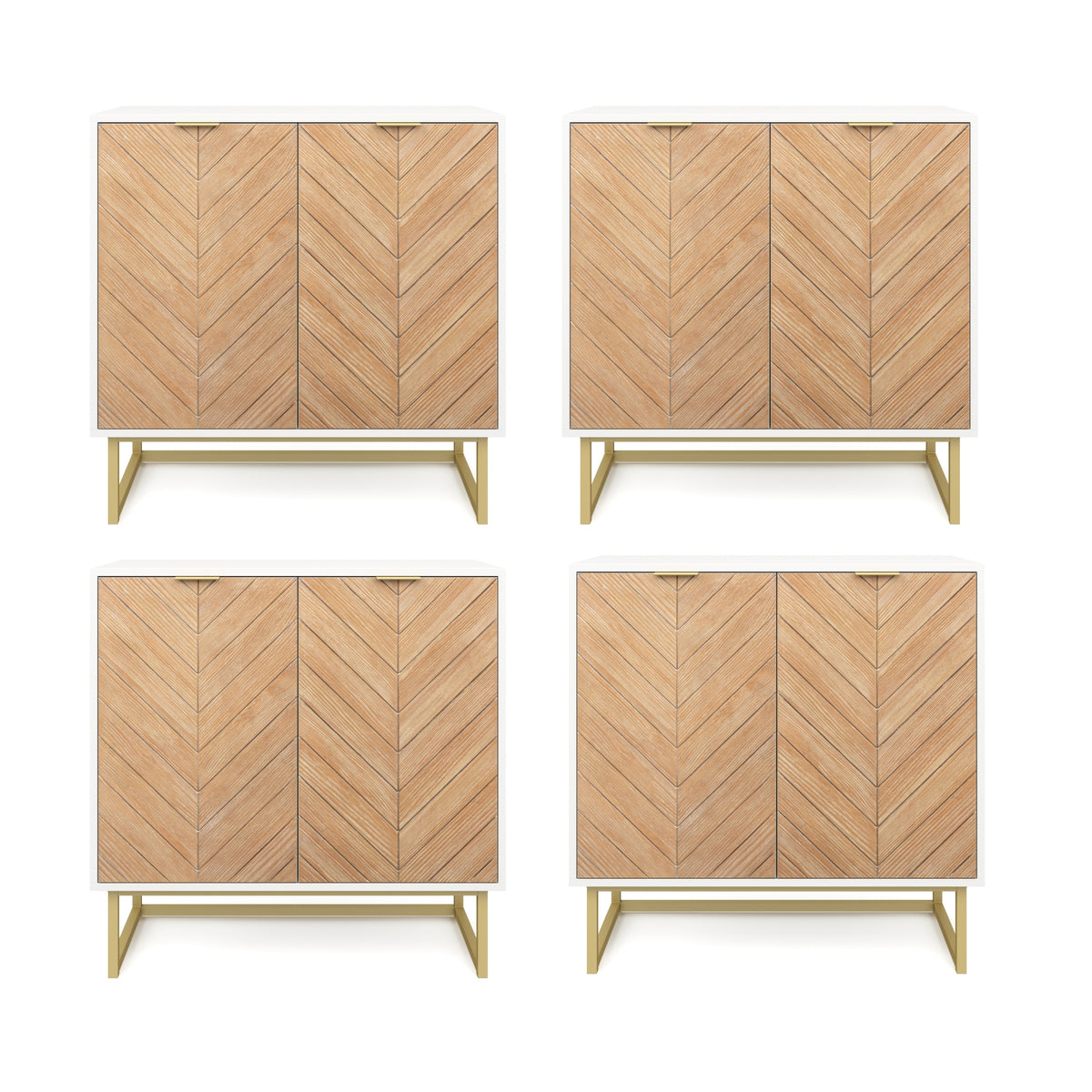 Wood Herringbone TV Console for TVs up to 100" Natural Wash/White - Nathan James
