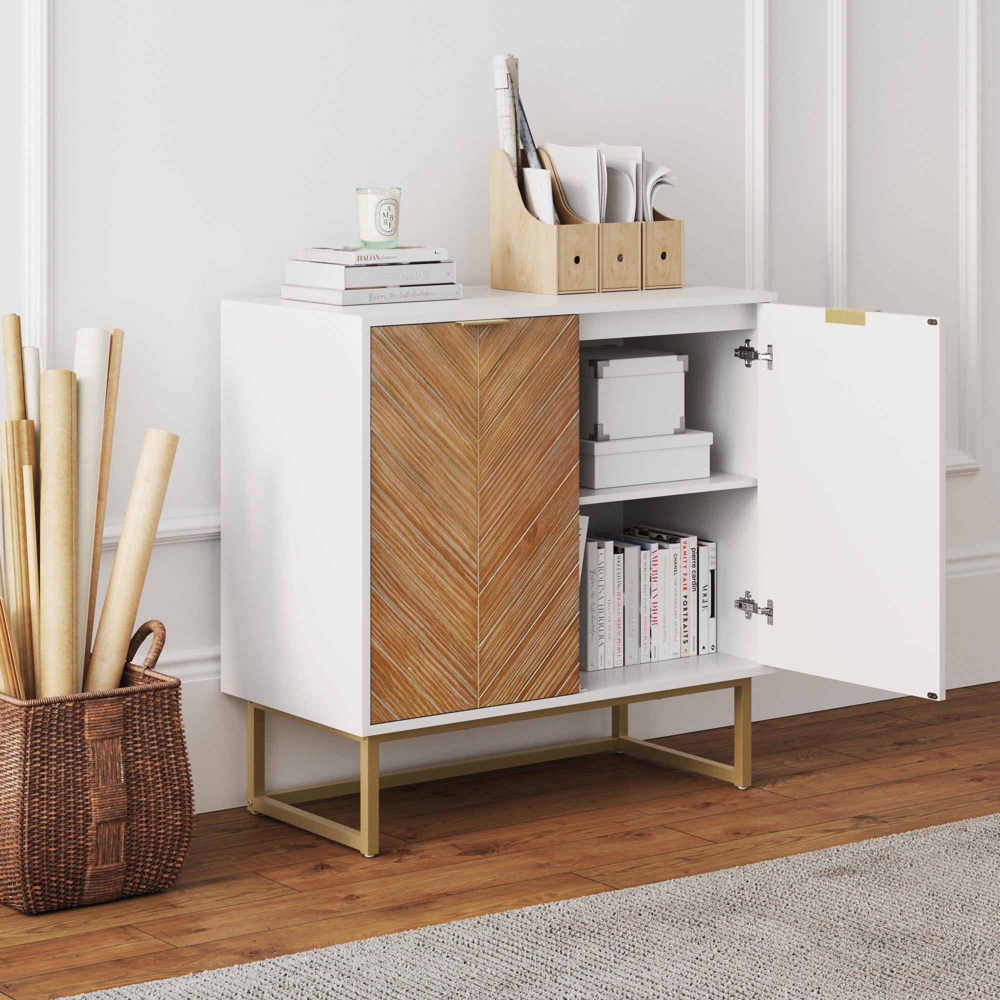Wood 2 - Door Storage Cabinet Natural Wash - Nathan James