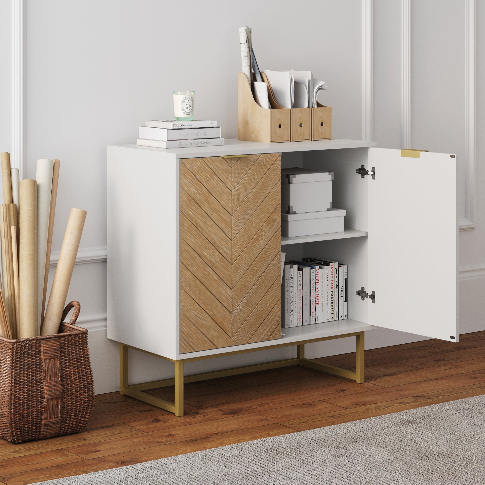 Wood 2-Door Storage Cabinet Natural Wash - Nathan James