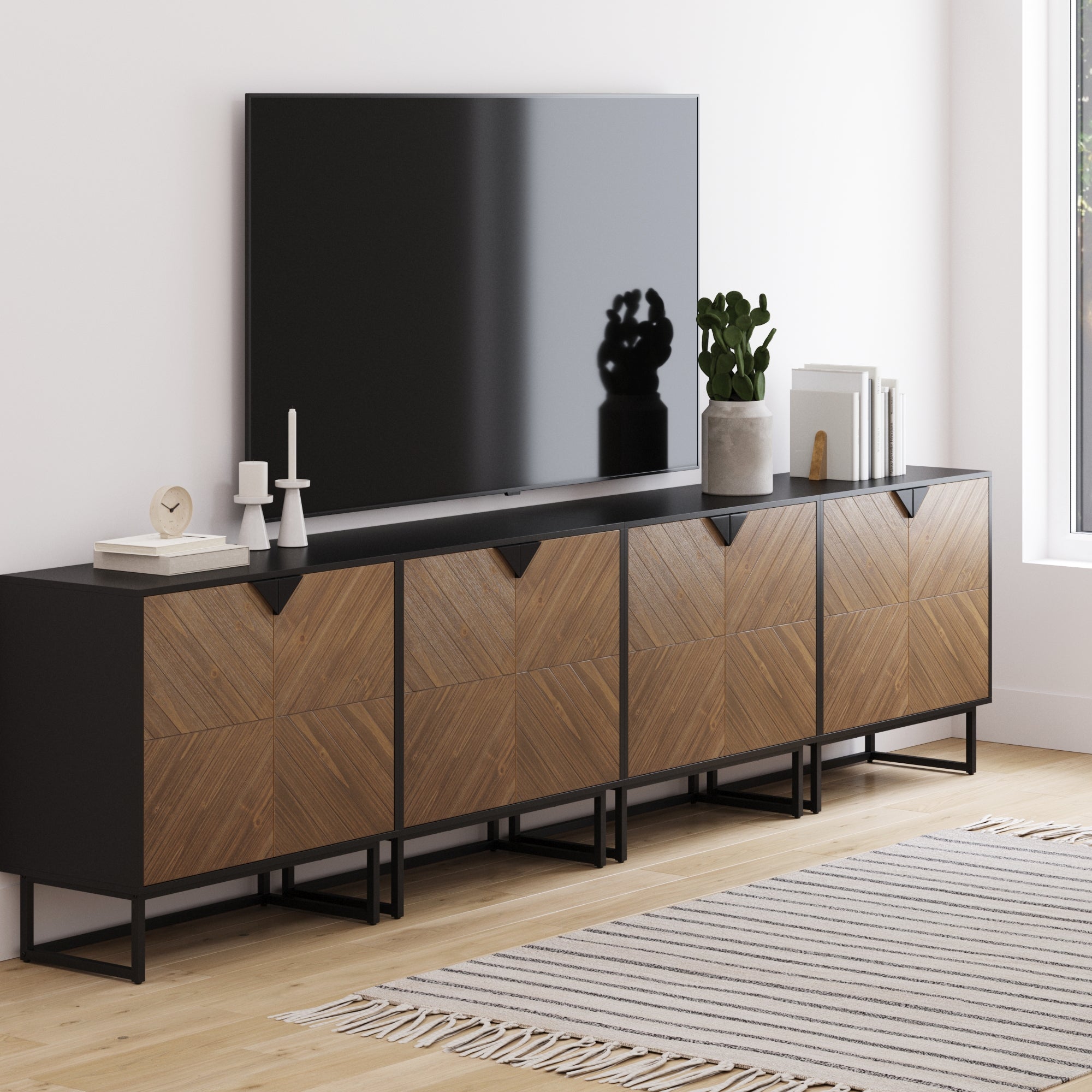 Wood 2 - Door TV Console for 85" TVs Brushed Fir - Nathan James