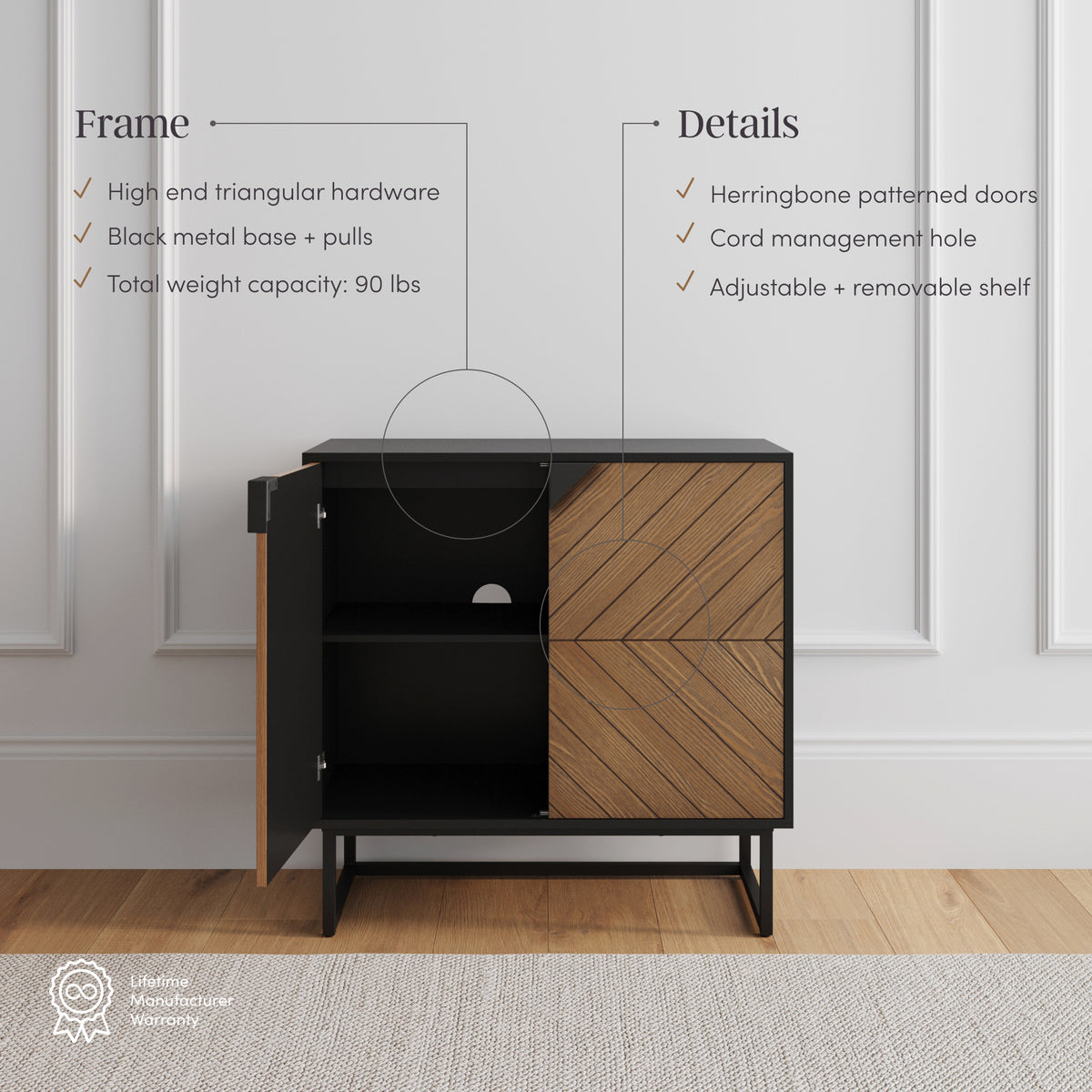 Wood 2-Door TV Console for TVs up to 100" Brushed Fir - Nathan James