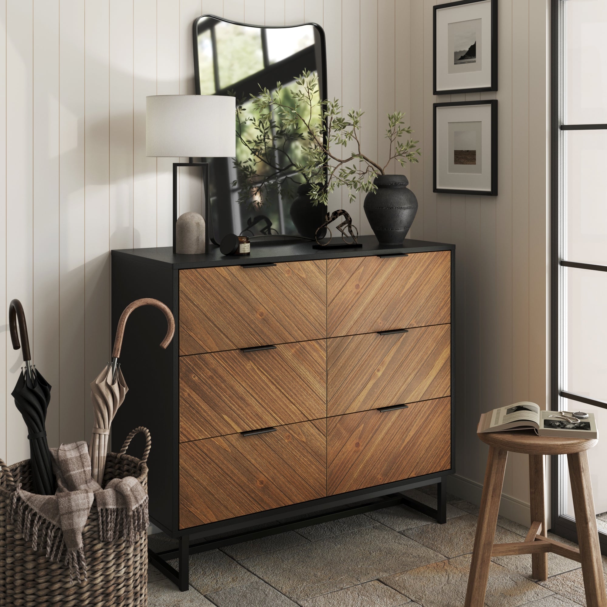 3 - Drawer Brushed Fir Dresser - Nathan James