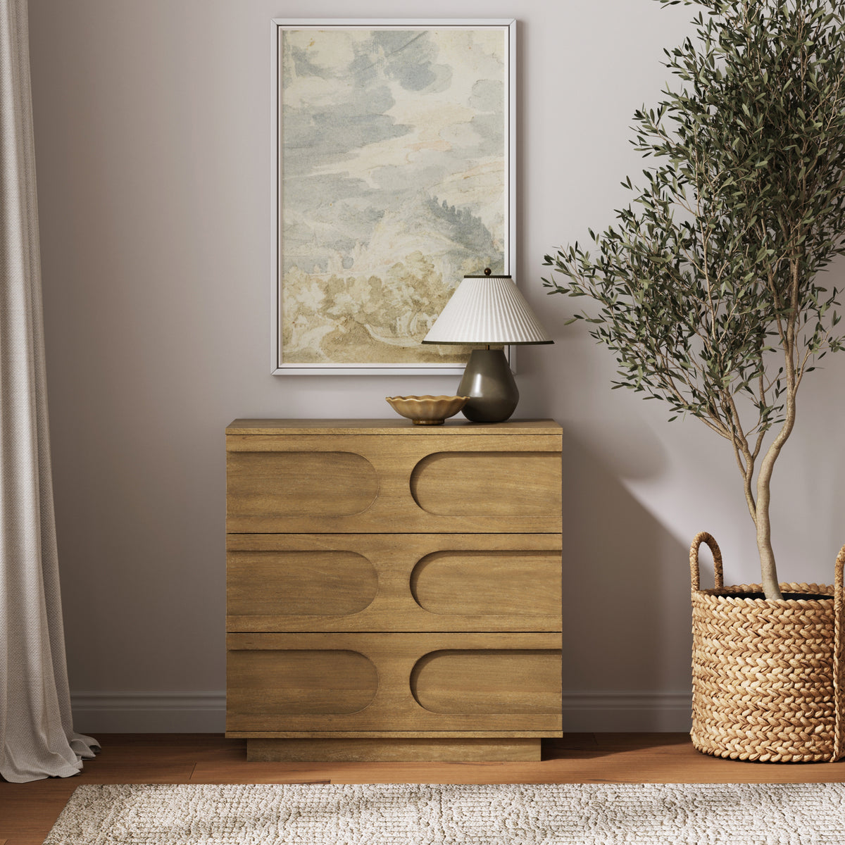 Mid-Century Modern Wood Stackable 3-Drawer Dresser Brown - Nathan James