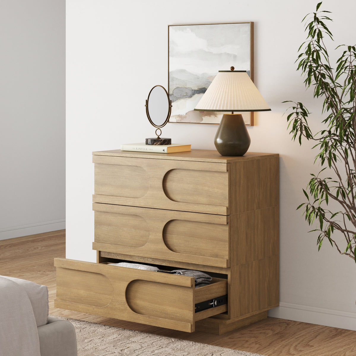 Mid-Century Modern Wood Stackable 3-Drawer Dresser Brown - Nathan James