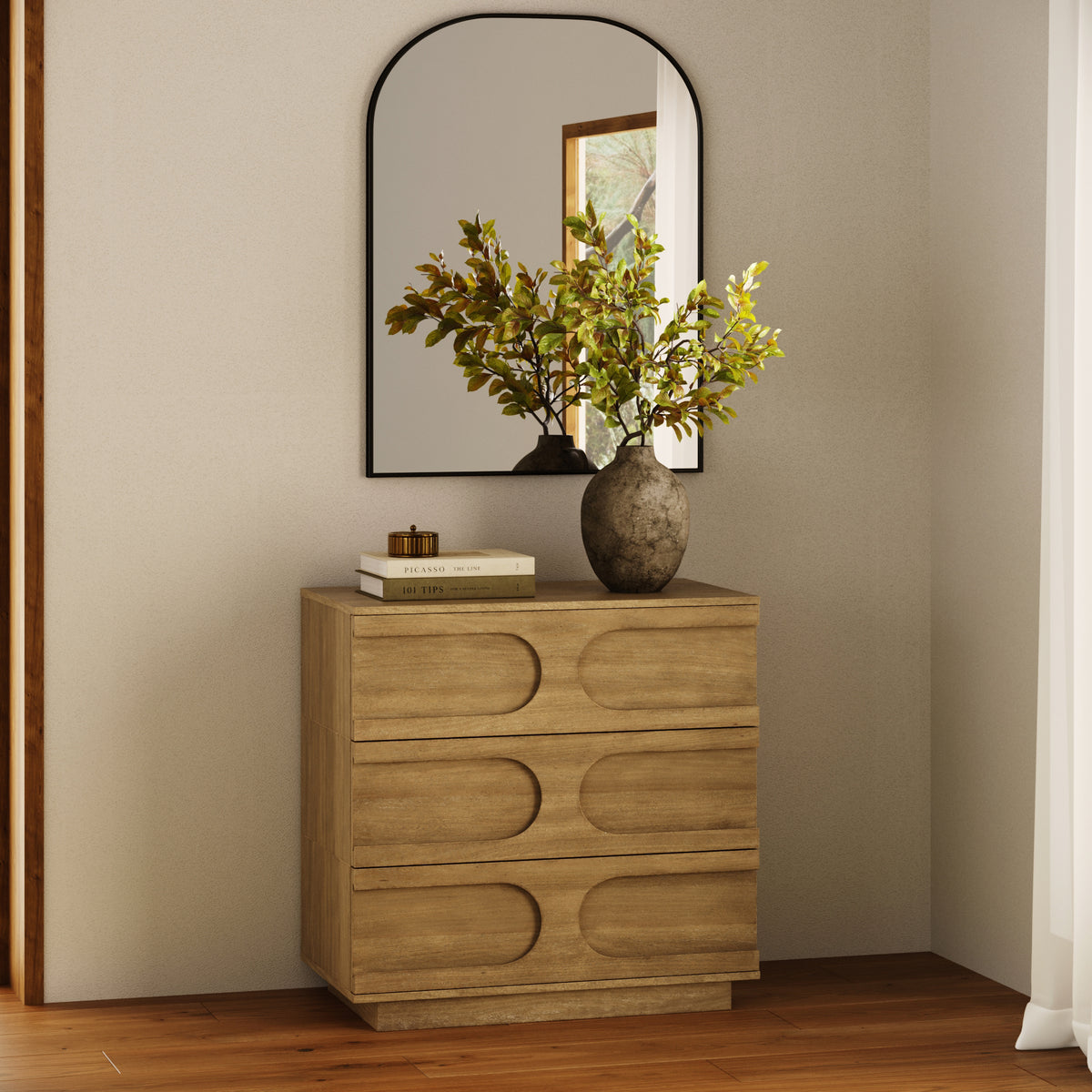 Mid-Century Modern Wood Stackable 3-Drawer Dresser Brown - Nathan James