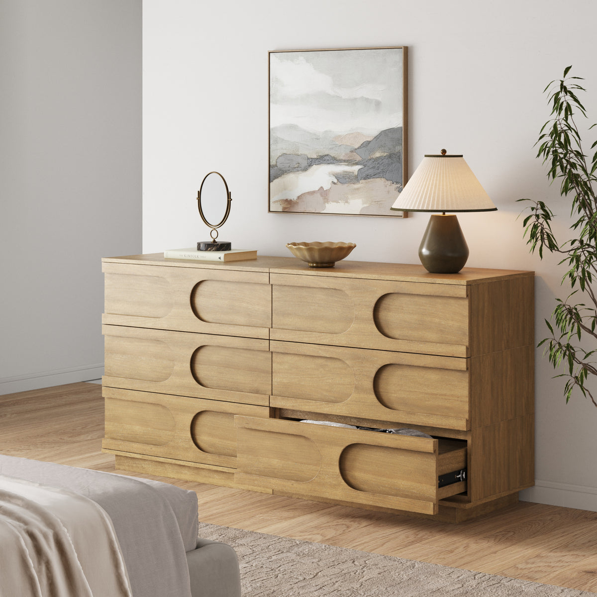 Mid-Century Modern Wood Stackable 3-Drawer Dresser Brown (Set of 2) - Nathan James