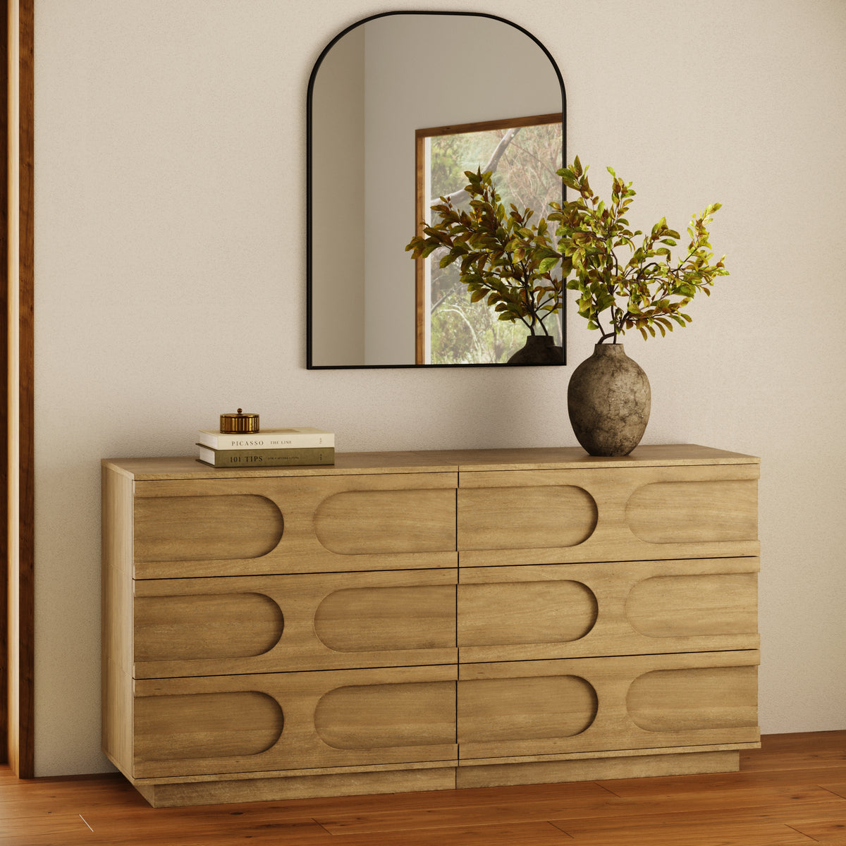 Mid-Century Modern Wood Stackable 3-Drawer Dresser Brown (Set of 2) - Nathan James