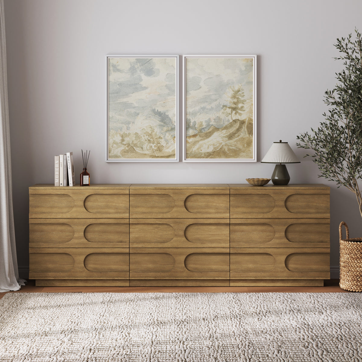Mid-Century Modern Wood Stackable 3-Drawer Dresser Brown (Set of 3) - Nathan James