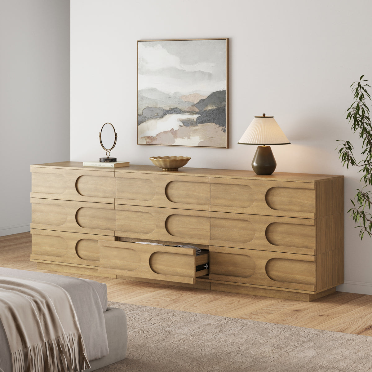 Mid-Century Modern Wood Stackable 3-Drawer Dresser Brown (Set of 3) - Nathan James