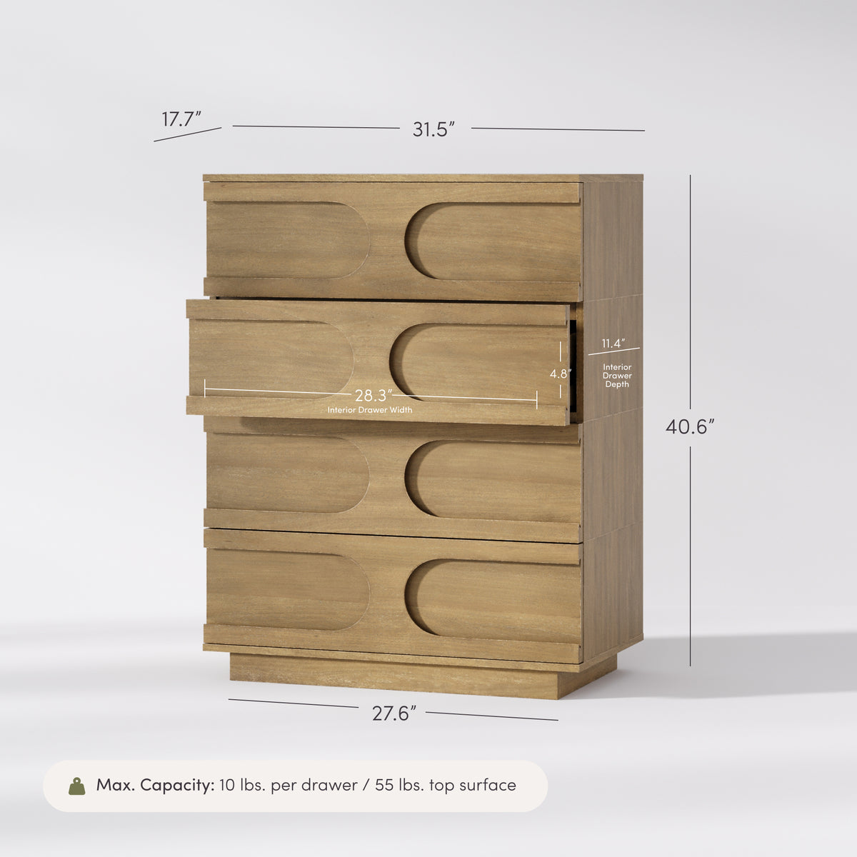 Mid-Century Modern Wood Stackable 4-Drawer Dresser Brown - Nathan James