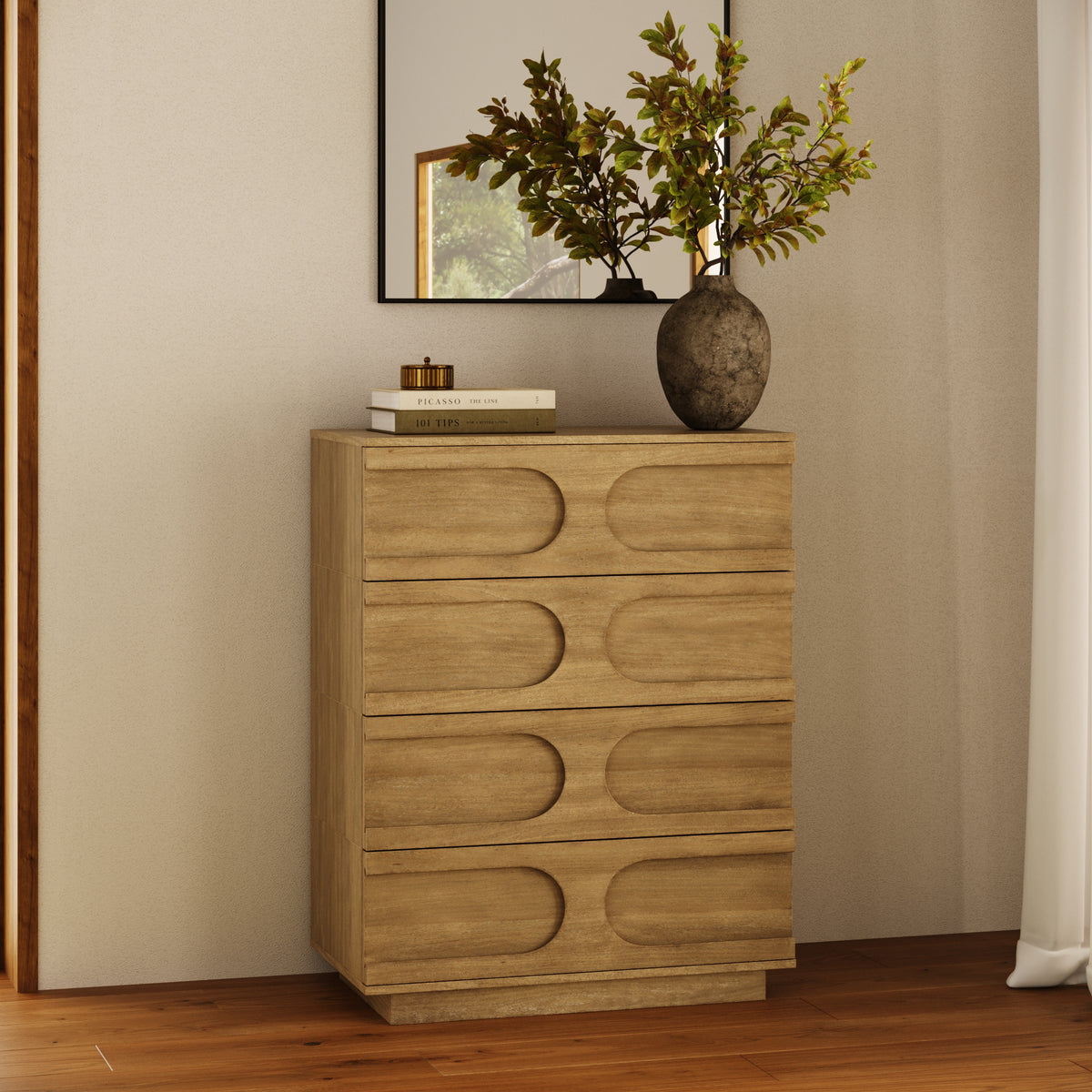 Mid-Century Modern Wood Stackable 4-Drawer Dresser Brown - Nathan James