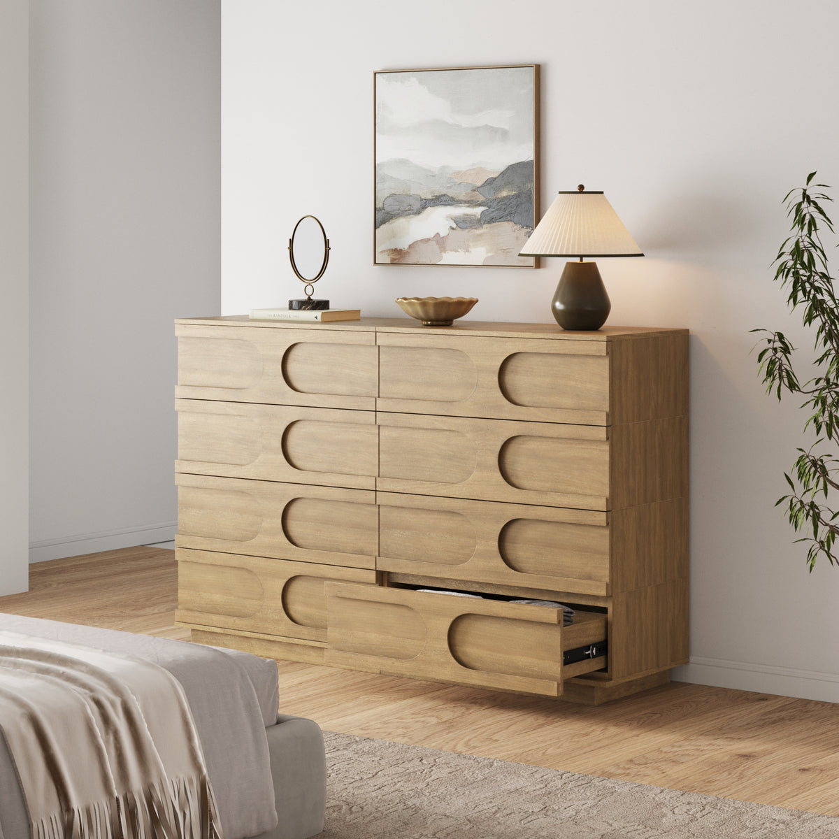 Mid-Century Modern Wood Stackable 4-Drawer Dresser Brown (Set of 2) - Nathan James