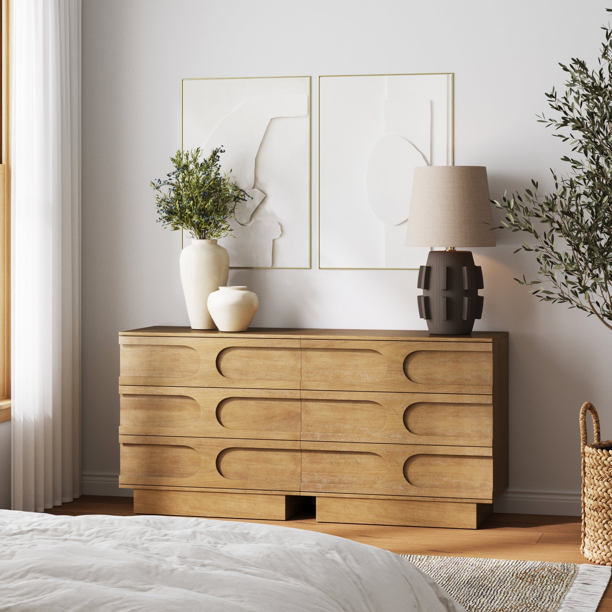 Mid - Century 3 - Drawer Dresser Light Brown - Nathan James