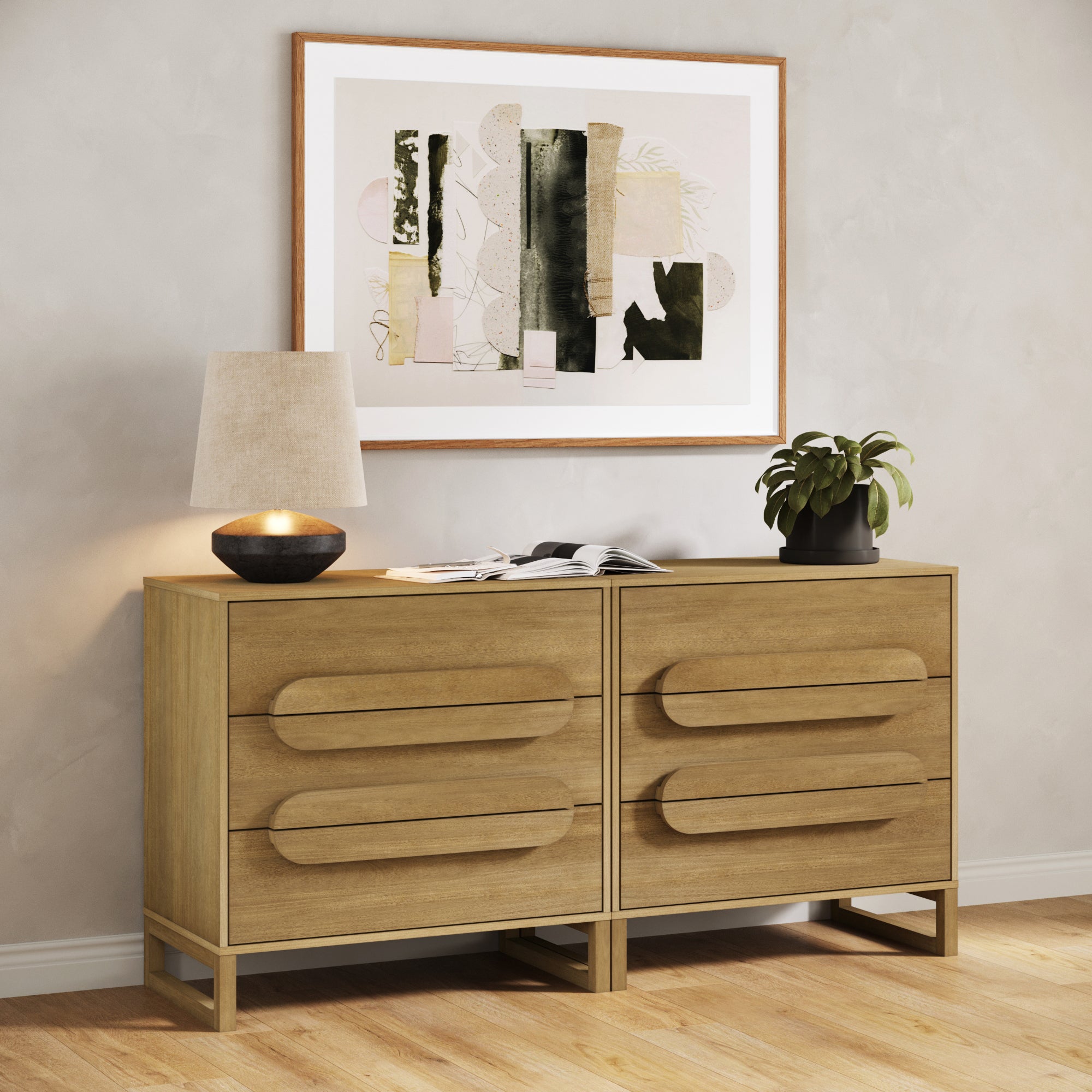 Modern Solid Wood 3 - Drawer Dresser with Integrated Handles (Set of 2) - Nathan James