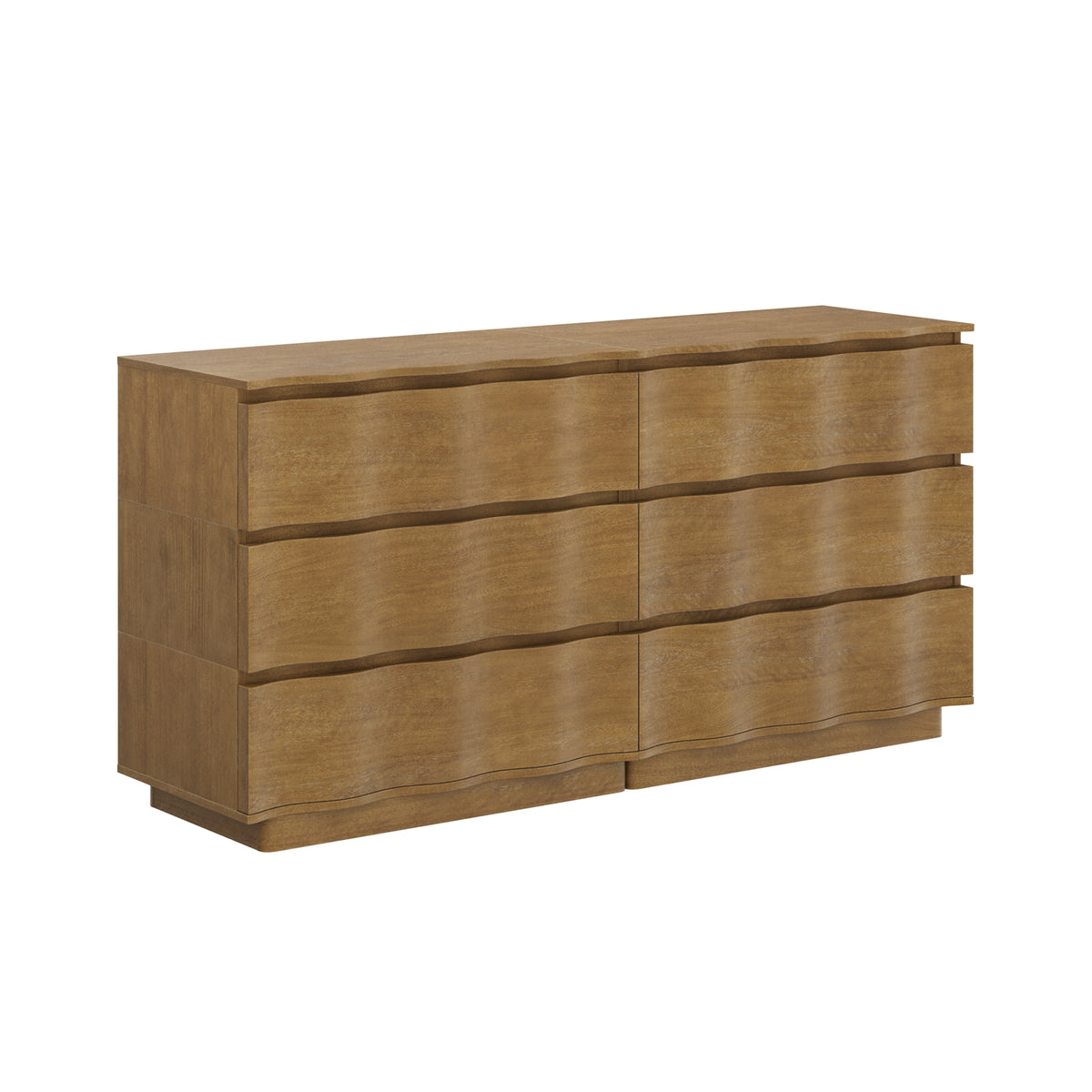 Modern Wood Stackable 6-Drawer Wavy Dresser Light Brown - Nathan James