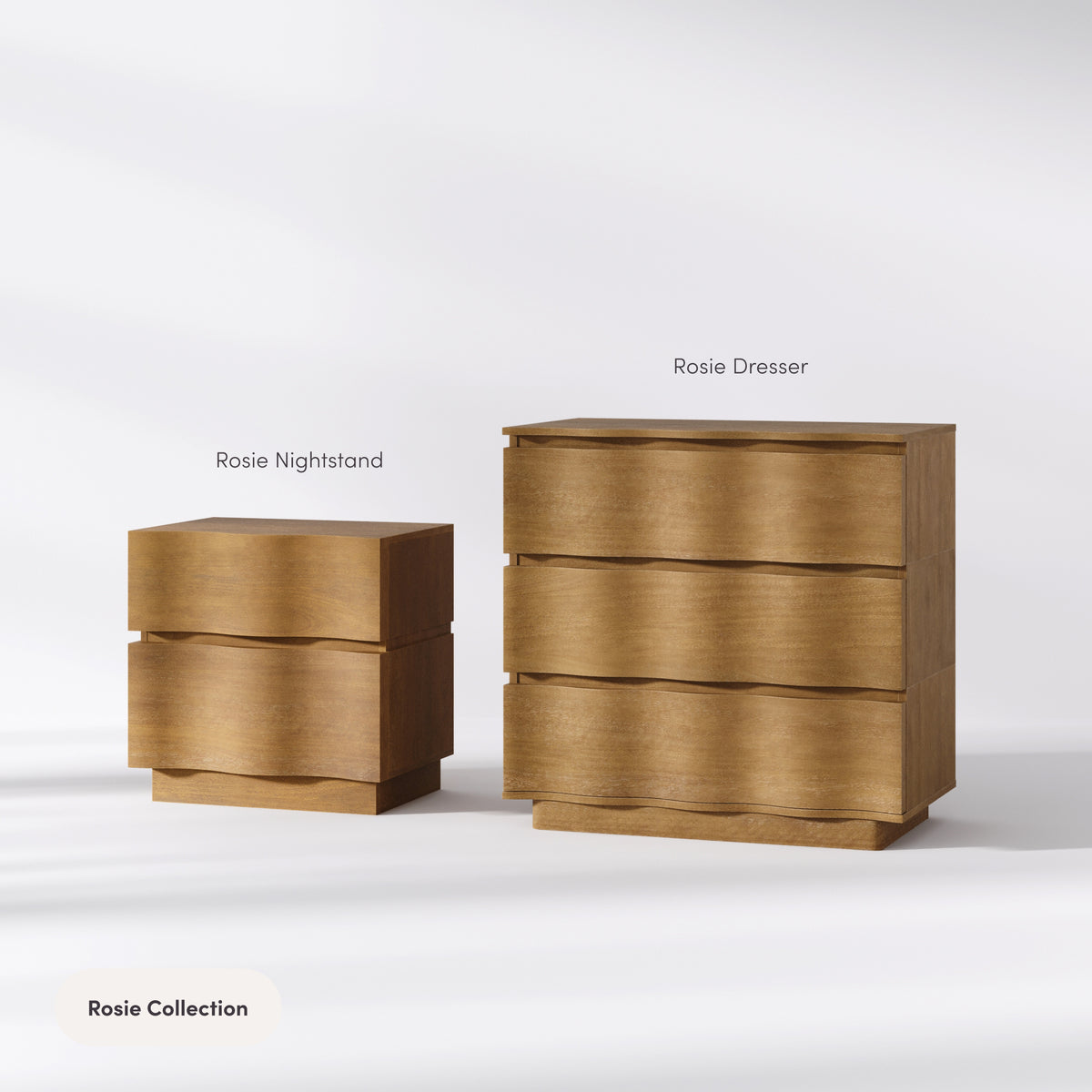 Modern Wood Stackable 9-Drawer Wavy Dresser Light Brown - Nathan James