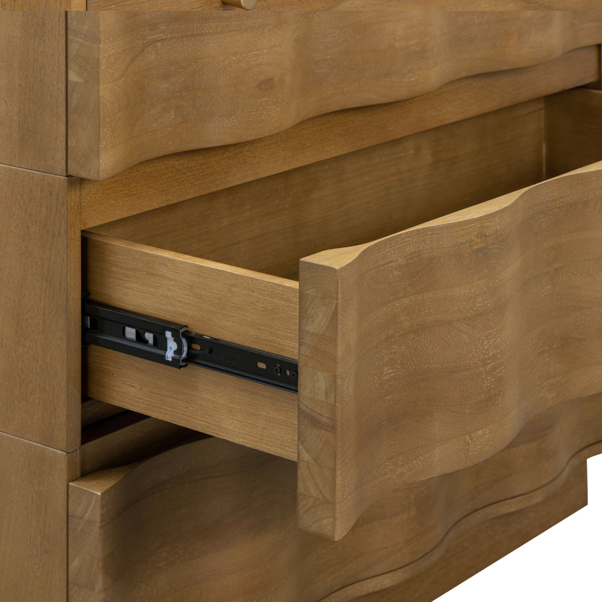 Modern Wood Stackable 4-Drawer Wavy Dresser Light Brown - Nathan James