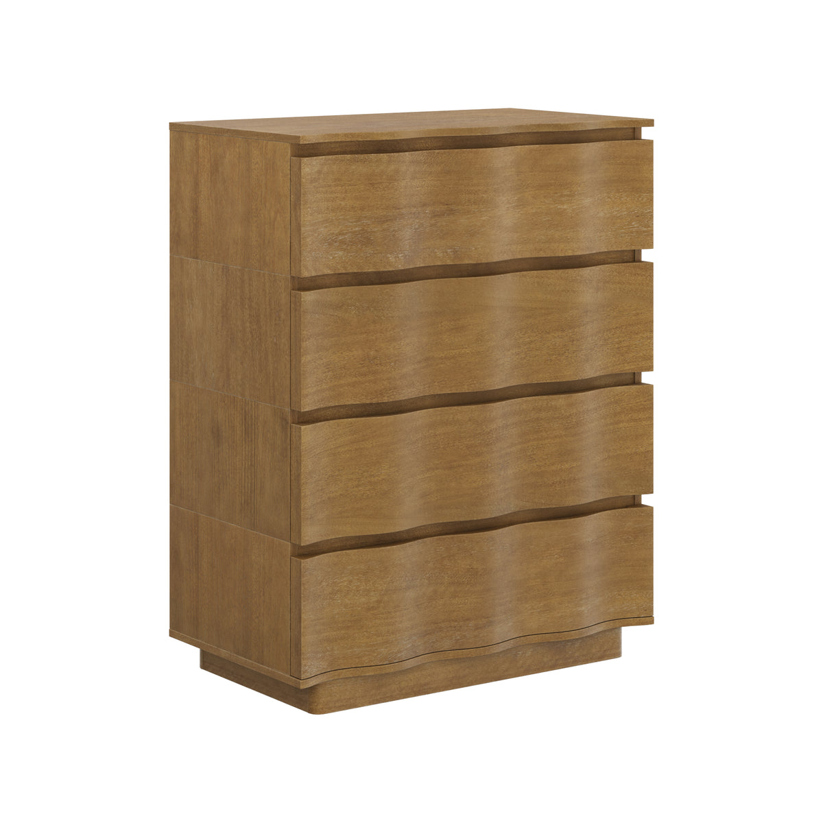 Modern Wood Stackable 4-Drawer Wavy Dresser Light Brown - Nathan James