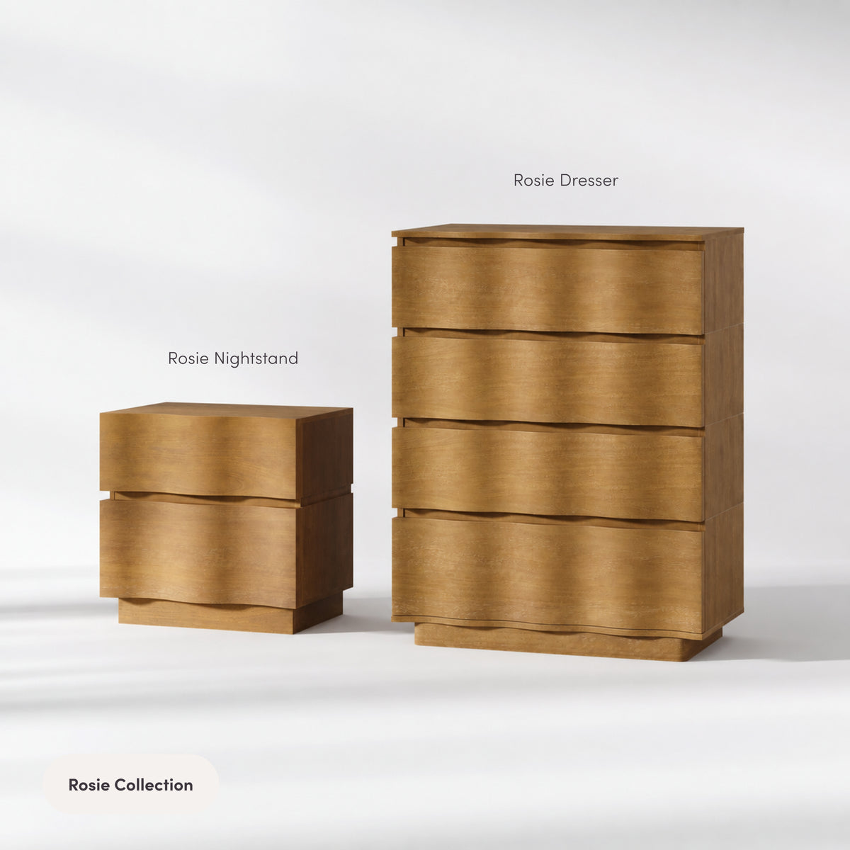 Modern Wood Stackable 8-Drawer Wavy Dresser Light Brown - Nathan James