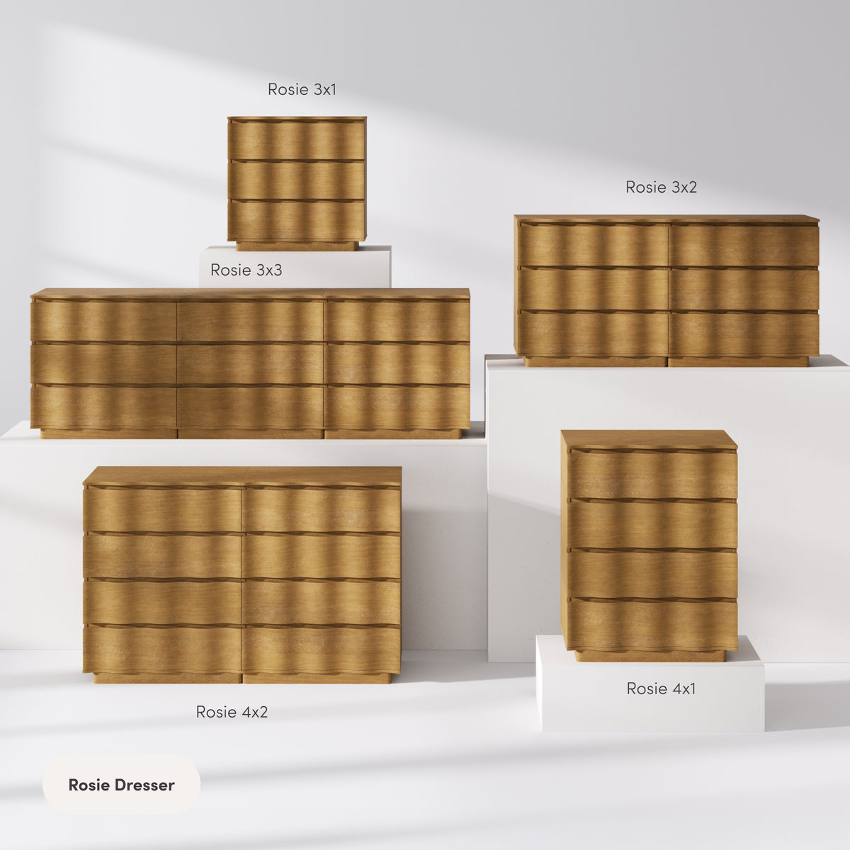 Modern Wood Stackable 8-Drawer Wavy Dresser Light Brown - Nathan James