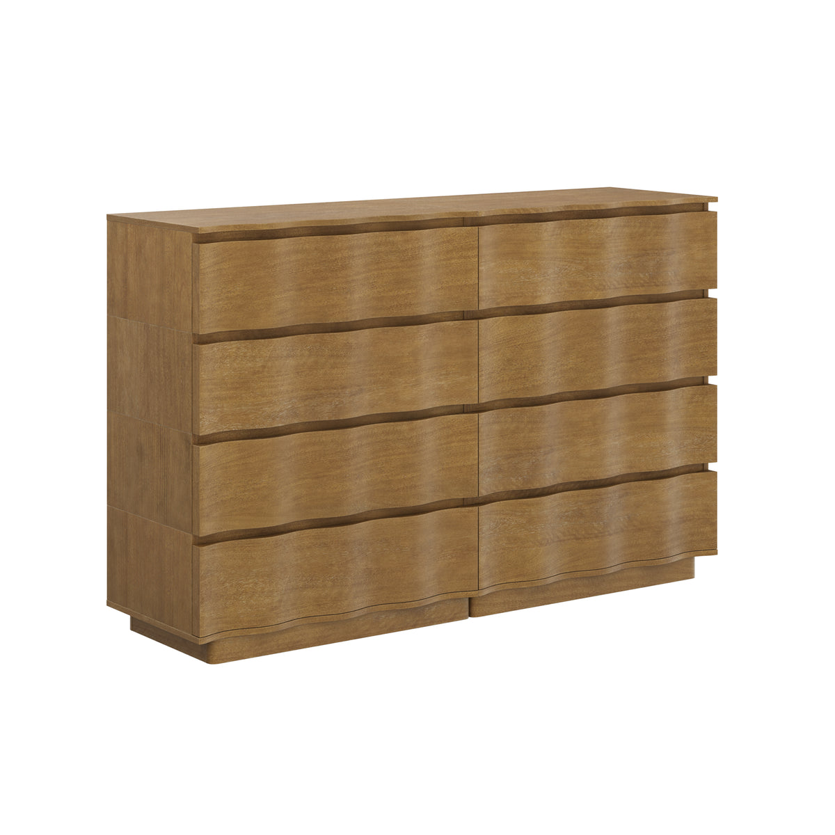 Modern Wood Stackable 8-Drawer Wavy Dresser Light Brown - Nathan James
