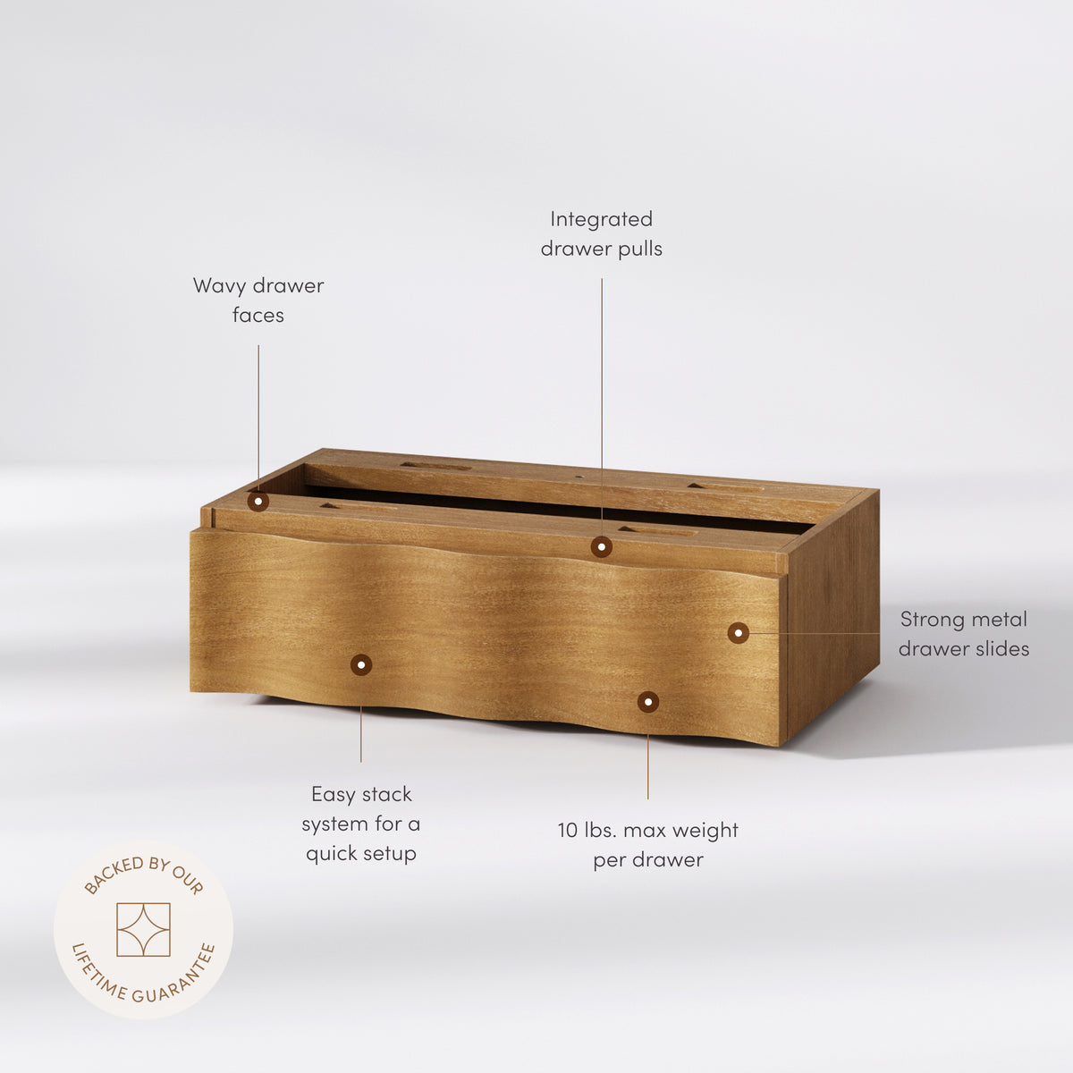 Modern Wood Wavy Dresser Drawer Light Brown - Nathan James