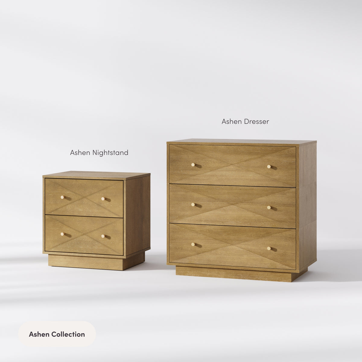Modern Wood 3-Drawer Geometric Dresser Light Brown - Nathan James