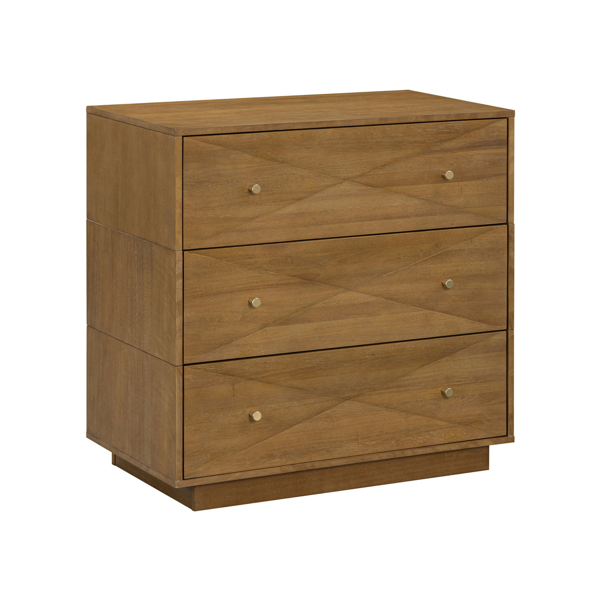 Modern Wood 3-Drawer Geometric Dresser Light Brown - Nathan James