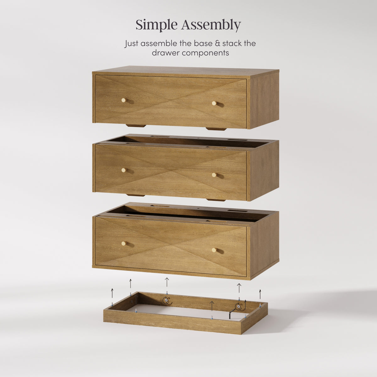 Modern Wood 6-Drawer Geometric Dresser Light Brown - Nathan James