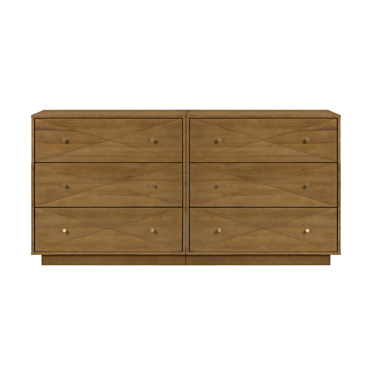 Modern Wood 6-Drawer Geometric Dresser Light Brown - Nathan James