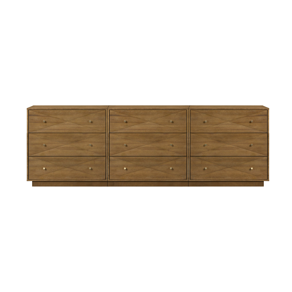 Modern Wood 9-Drawer Geometric Dresser Light Brown - Nathan James