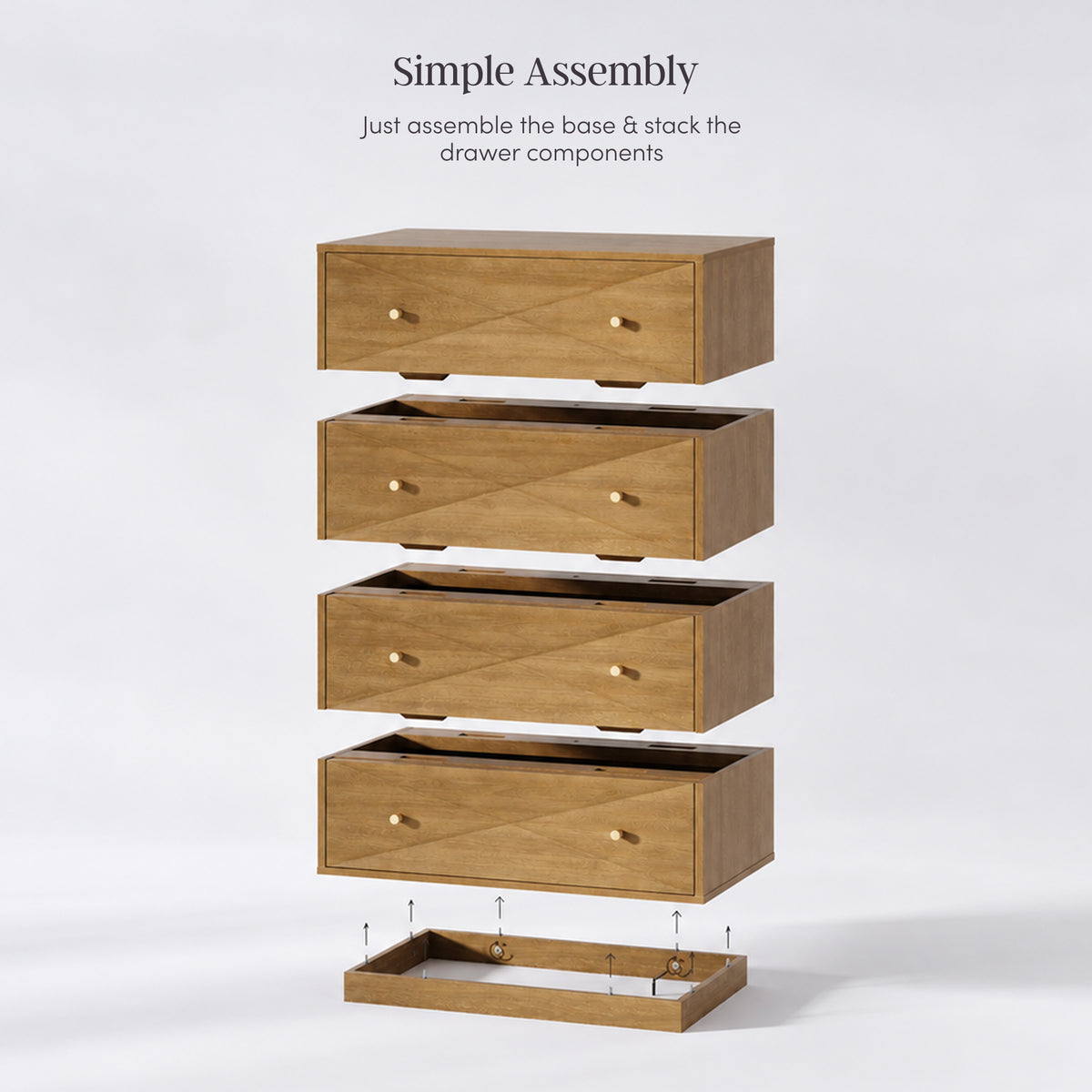 Modern Wood 4-Drawer Geometric Dresser Light Brown - Nathan James