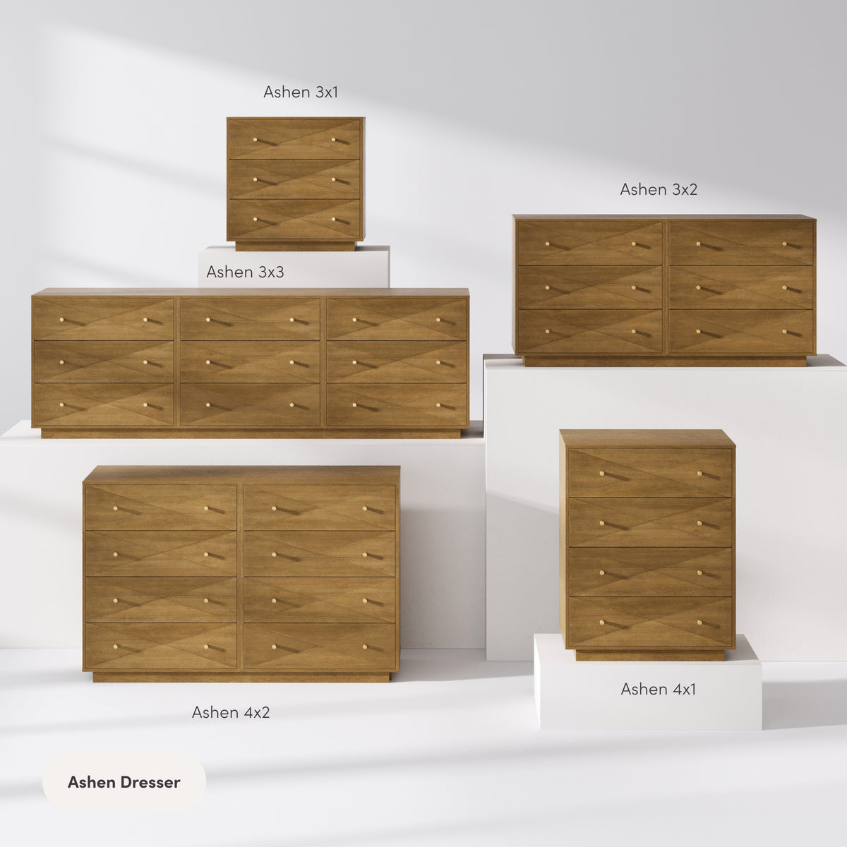 Modern Wood 4-Drawer Geometric Dresser Light Brown - Nathan James
